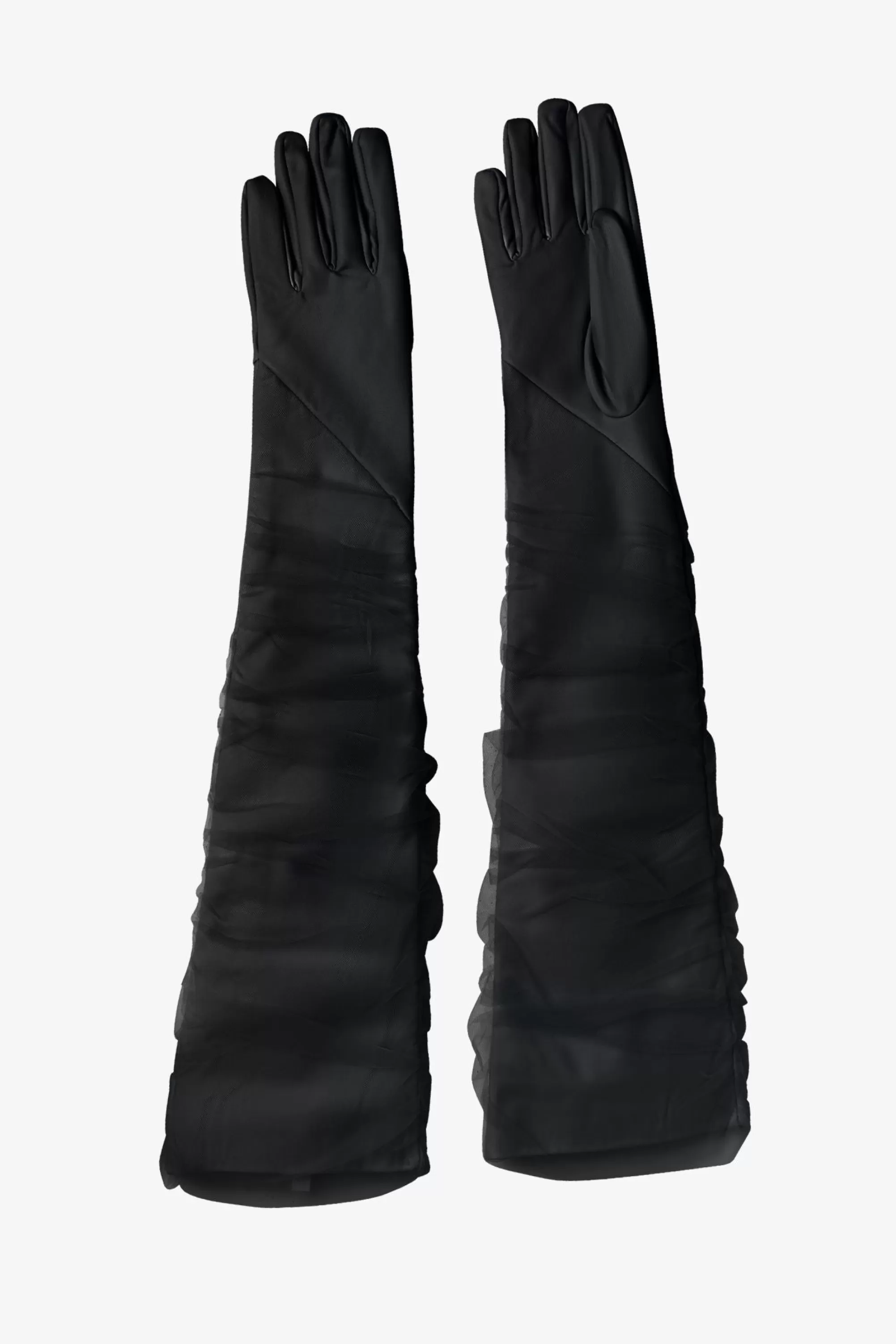 Discount LAMARQUE MARILYN | Faux Leather And Tulle Gloves Black