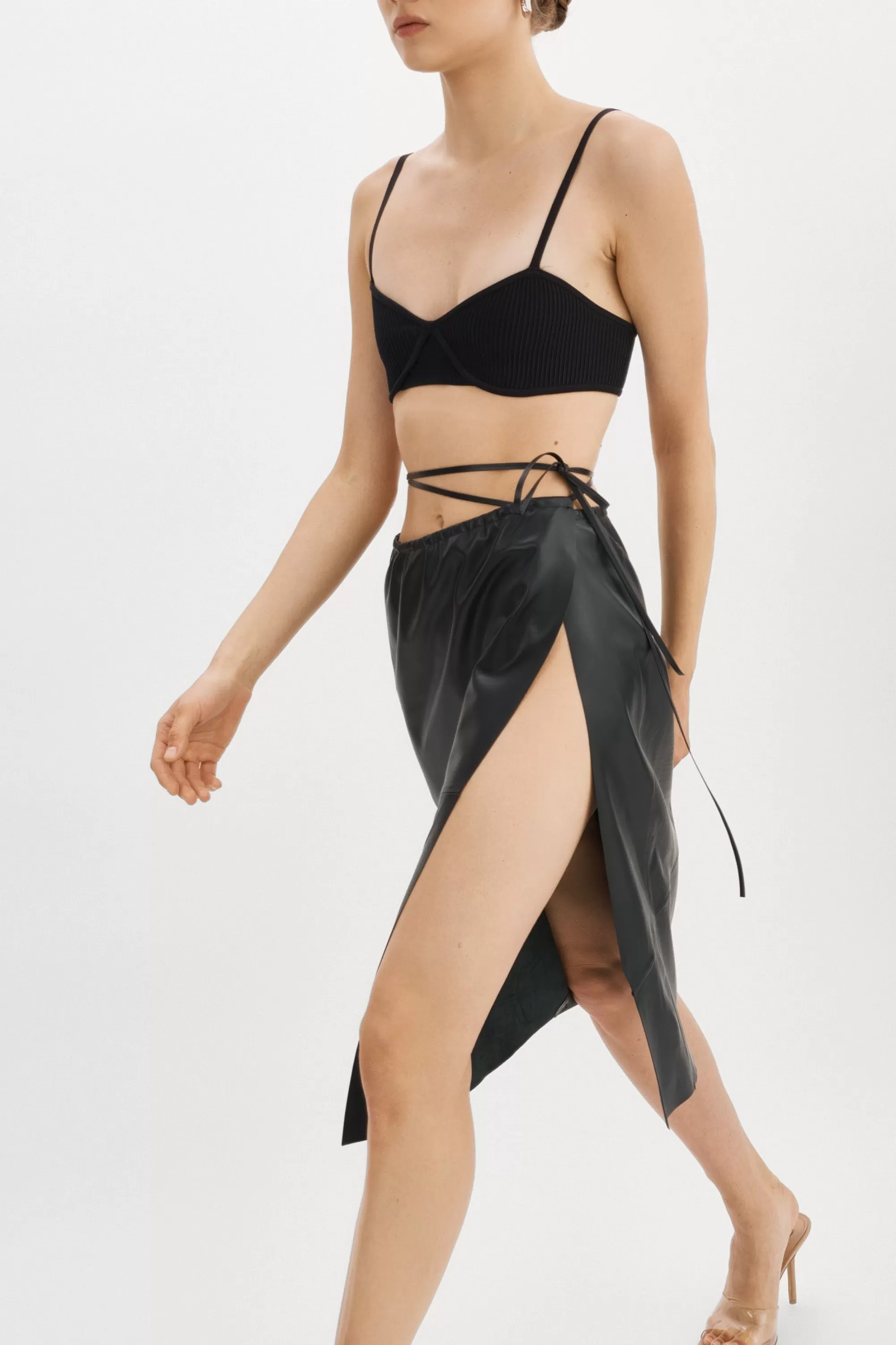 Store LAMARQUE MARISSA | Leather Tie Skirt Black