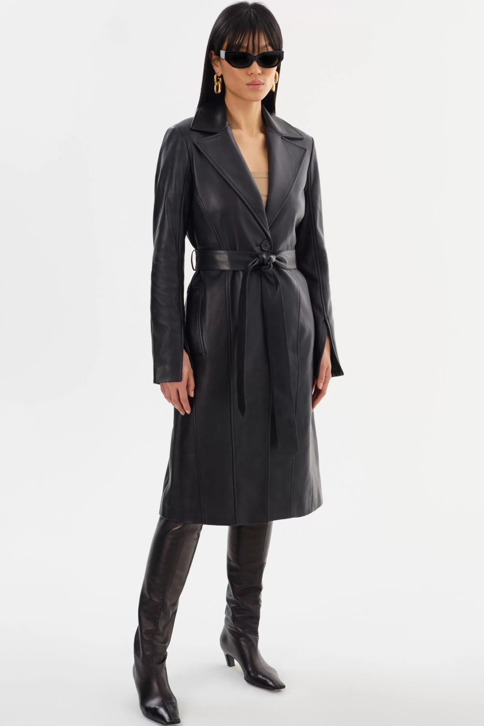 Clearance LAMARQUE MIRANDA | Leather Trench Coat Black