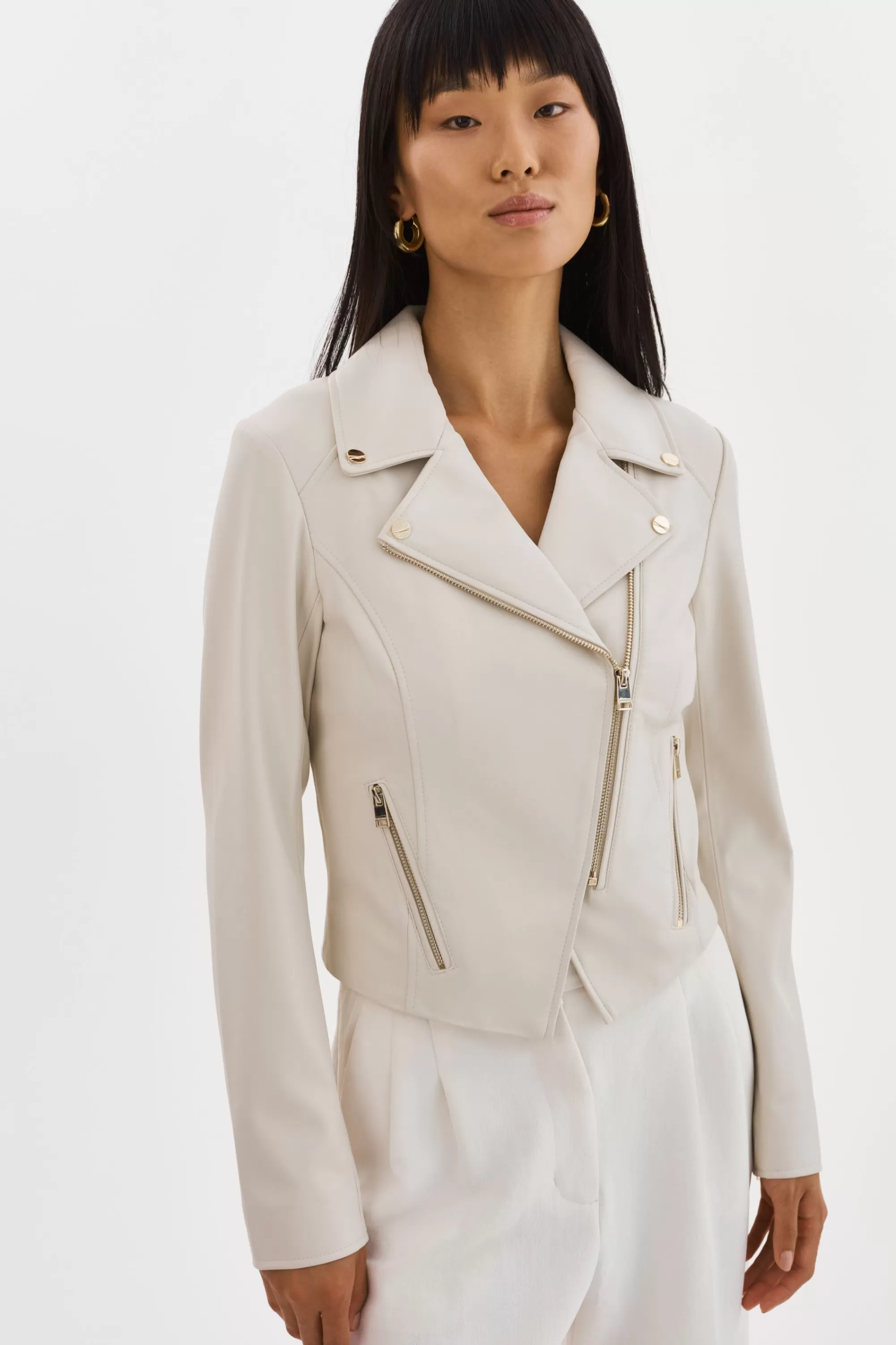 Clearance LAMARQUE MONICA | Faux Leather Jacket Champagne Hardware Bone