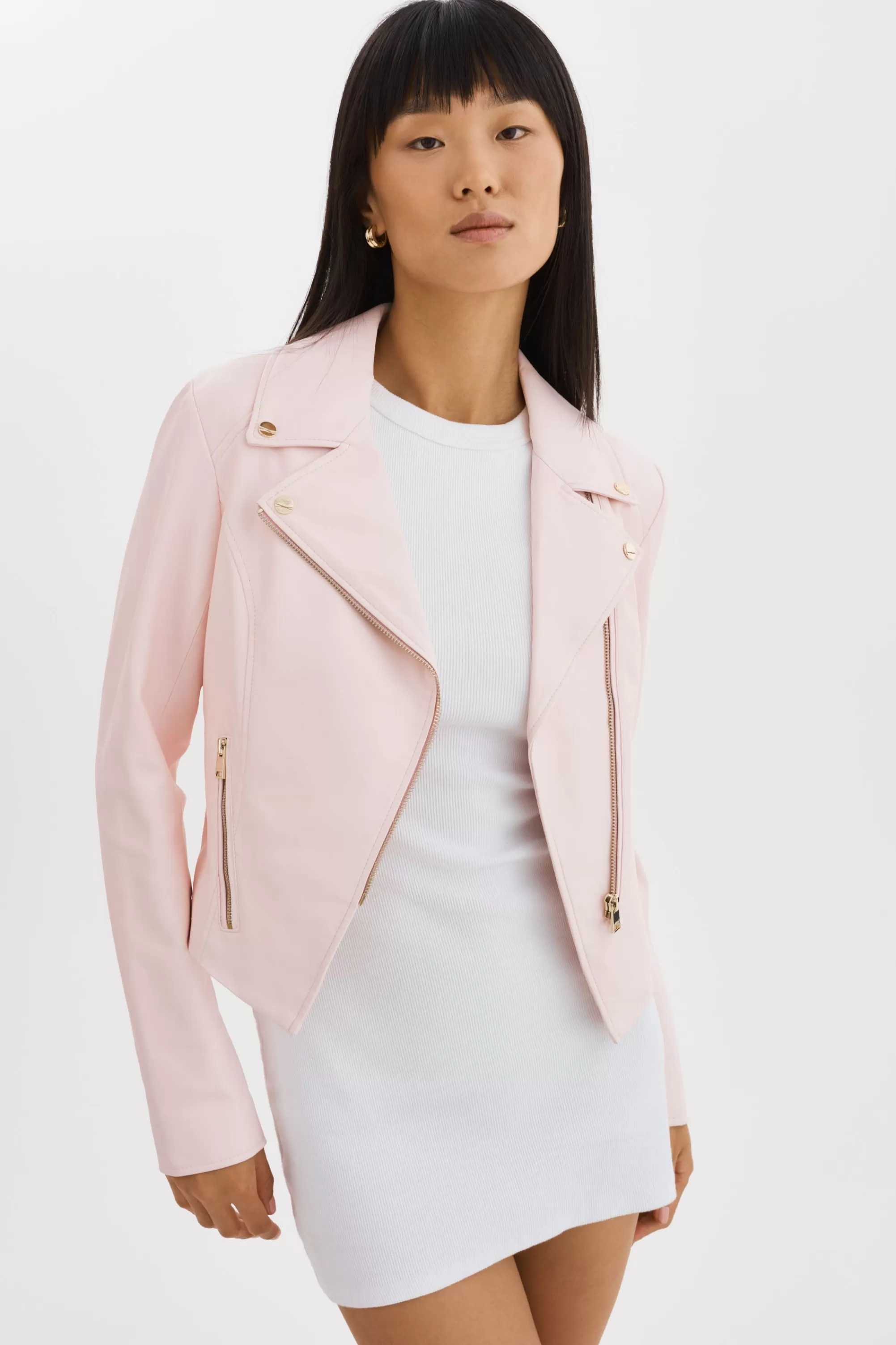 Hot LAMARQUE MONICA | Faux Leather Jacket Champagne Hardware Pink Puff