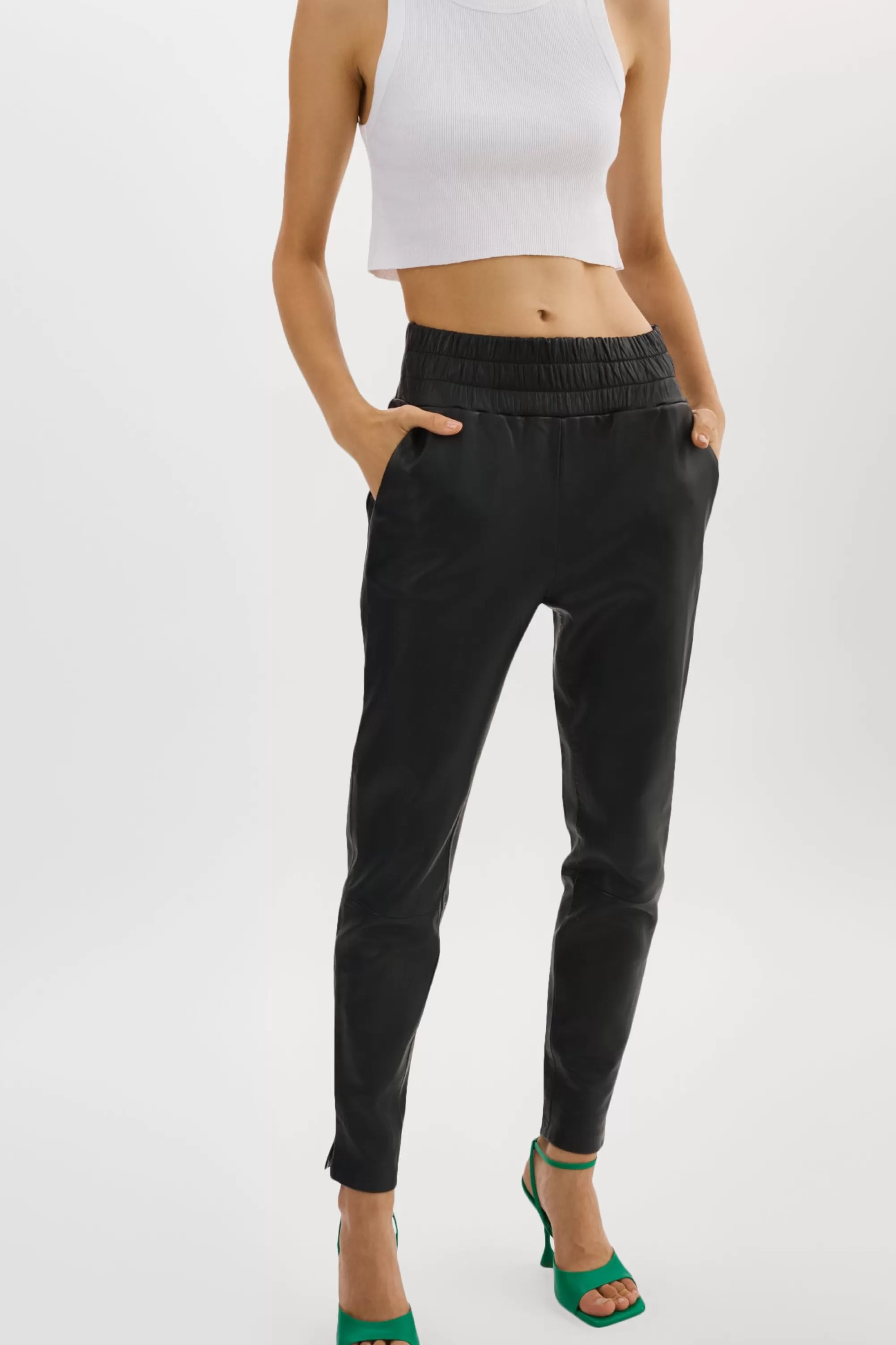 Fashion LAMARQUE NINETA | Leather Joggers Black