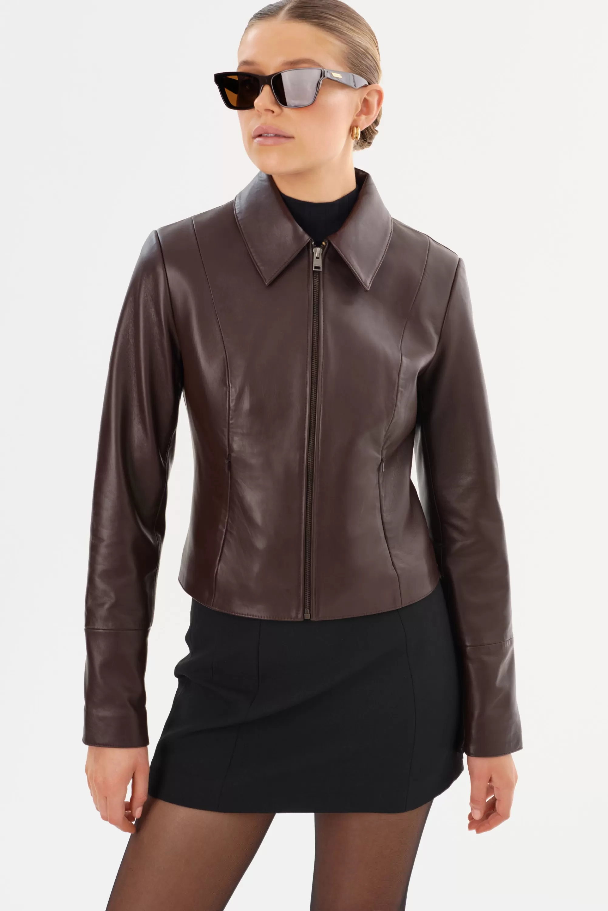 Online LAMARQUE OCEANA | Fitted Leather Jacket Mahogany