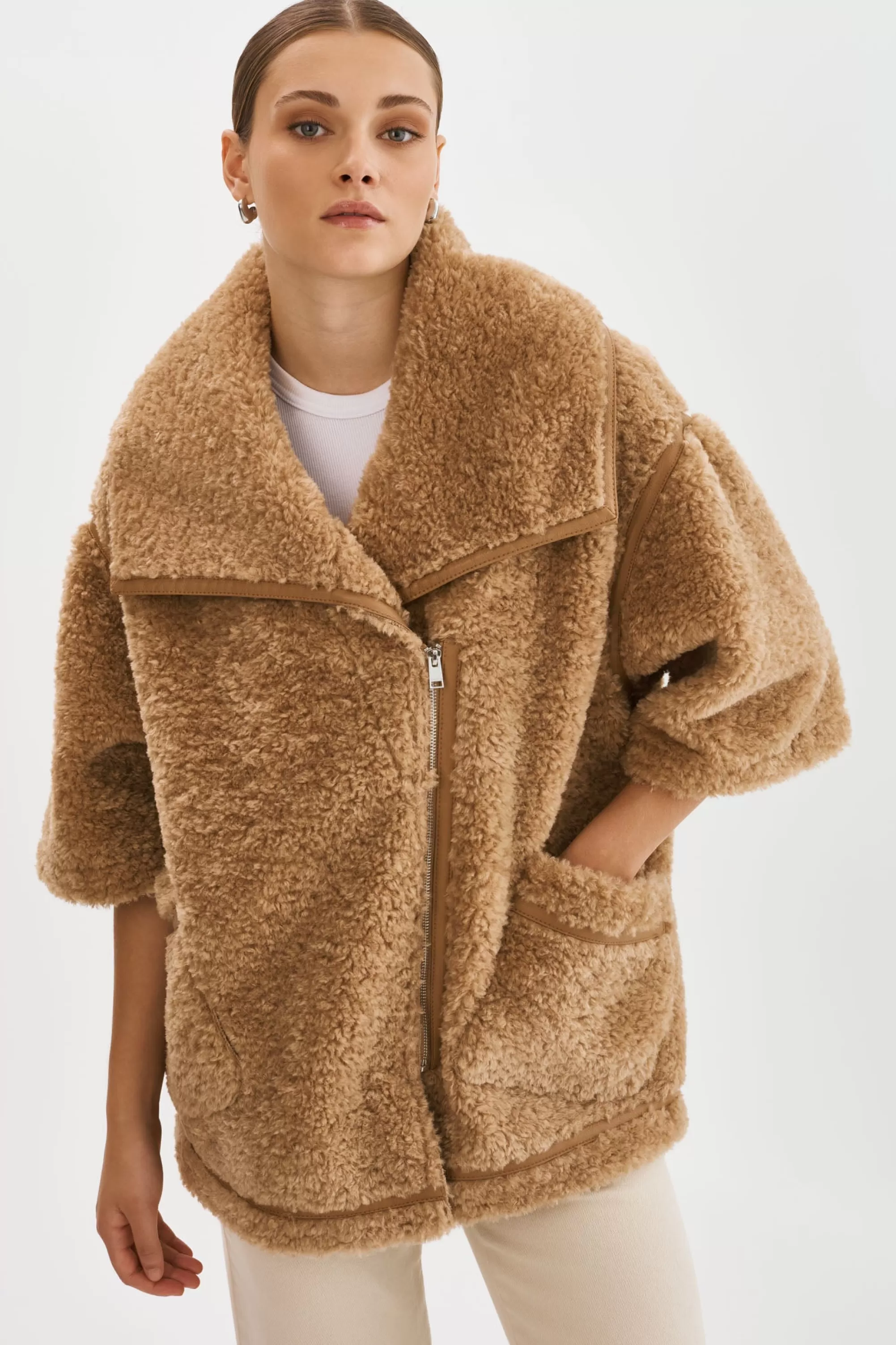 Shop LAMARQUE OHANNA | Sherpa Coat CARAMEL