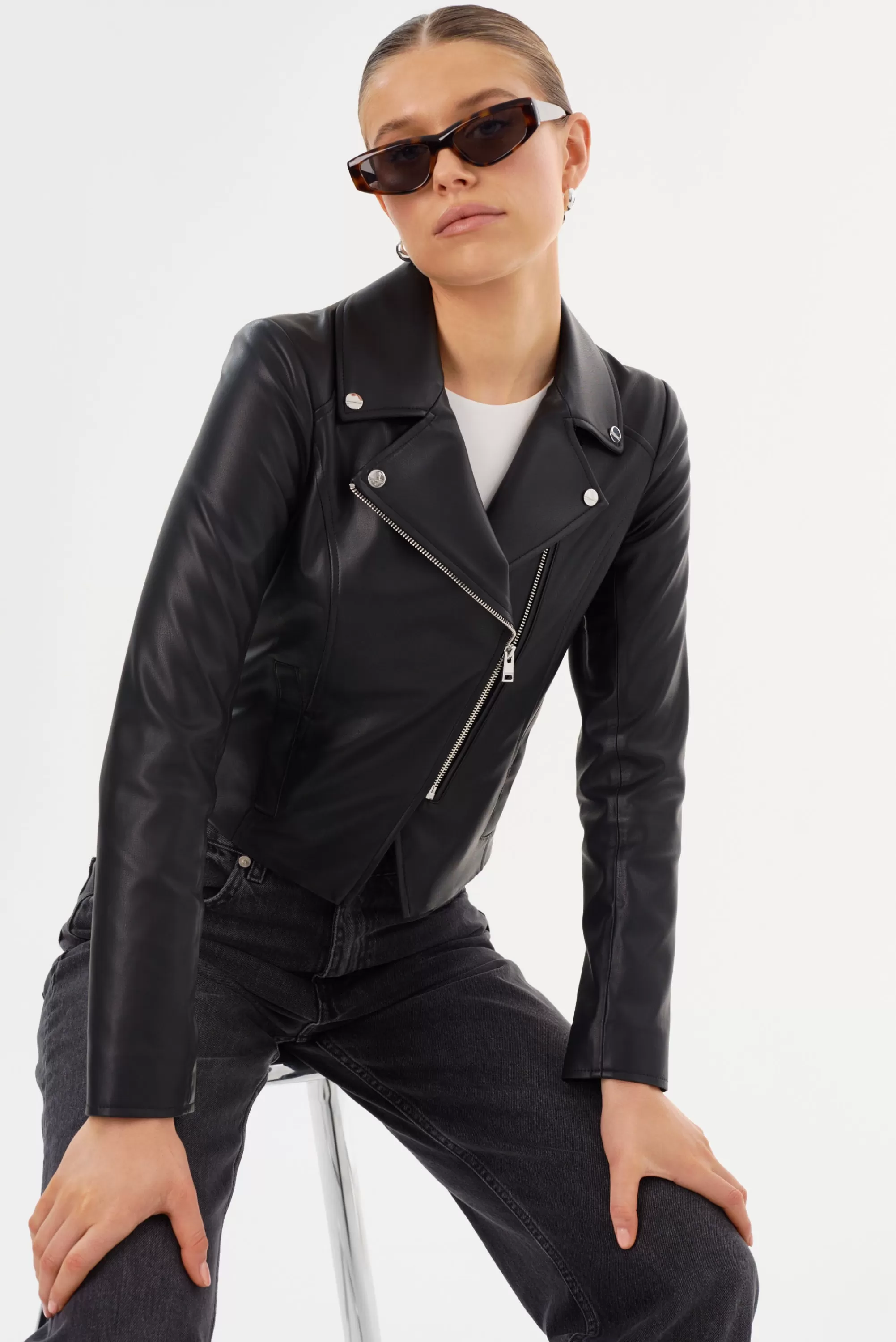 Sale LAMARQUE PASCALE | Fitted Faux Leather Jacket Black