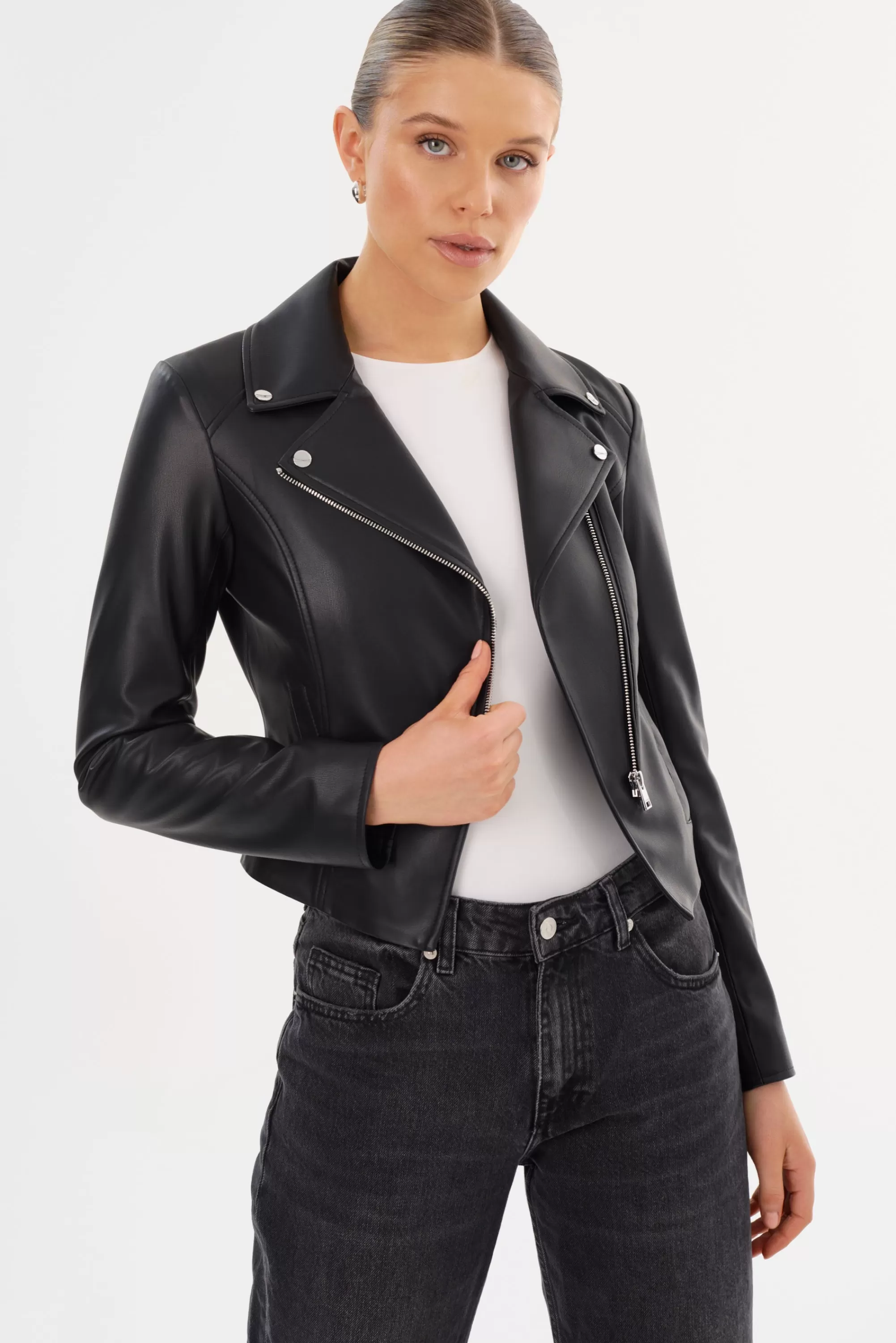 Sale LAMARQUE PASCALE | Fitted Faux Leather Jacket Black