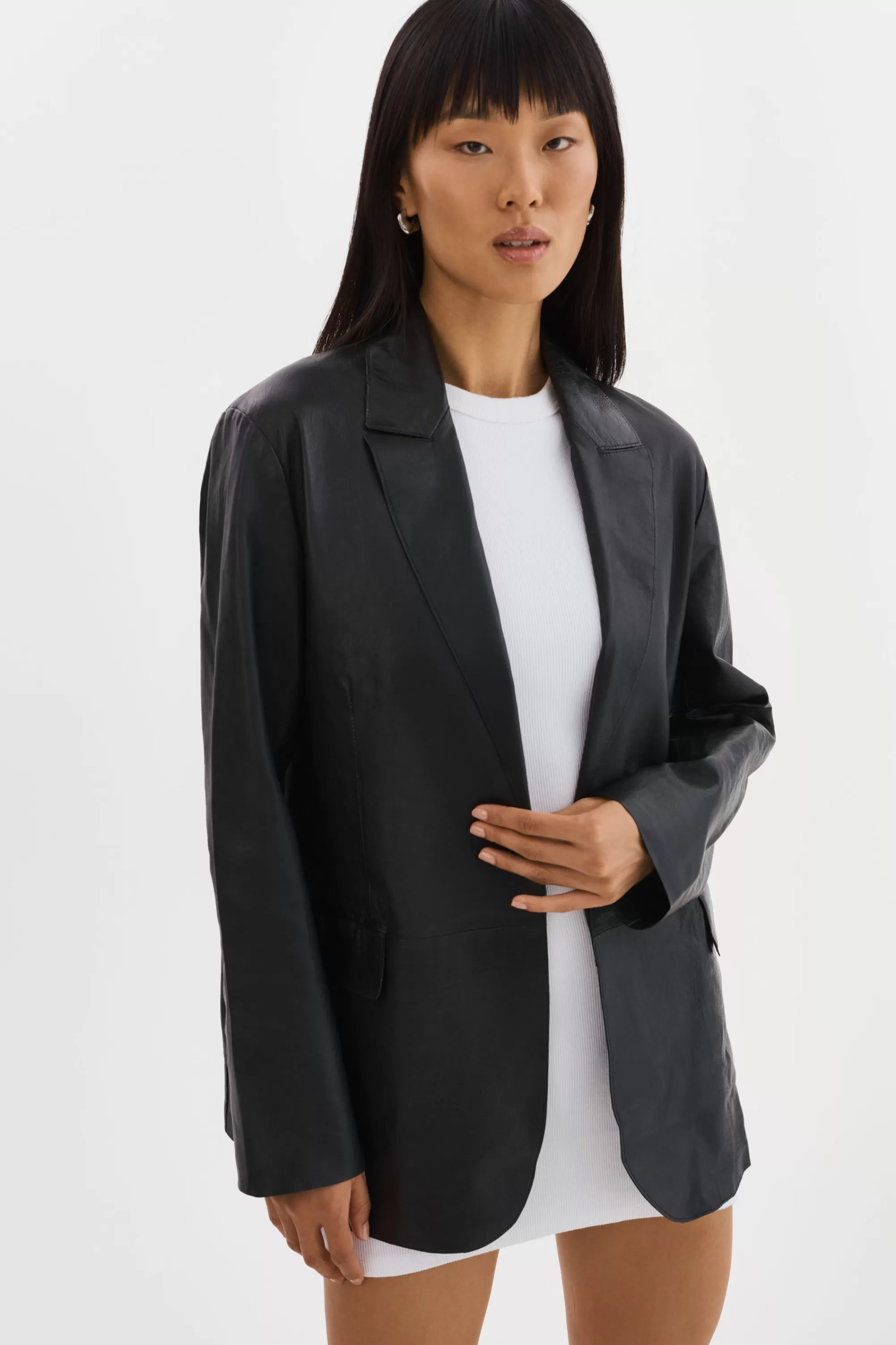 Shop LAMARQUE QUIRINA | Leather Blazer Black