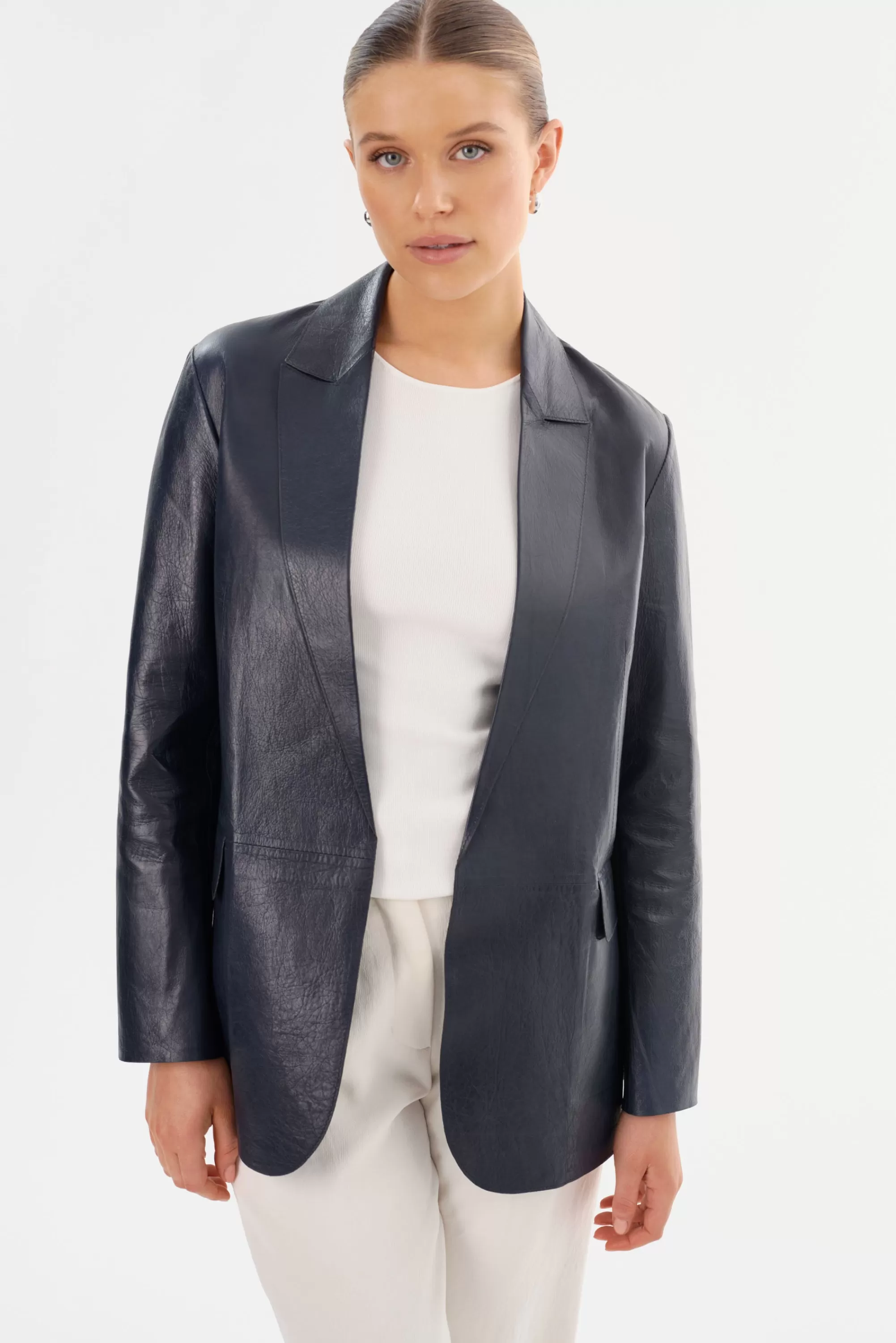 Clearance LAMARQUE QUIRINA | Leather Blazer Navy