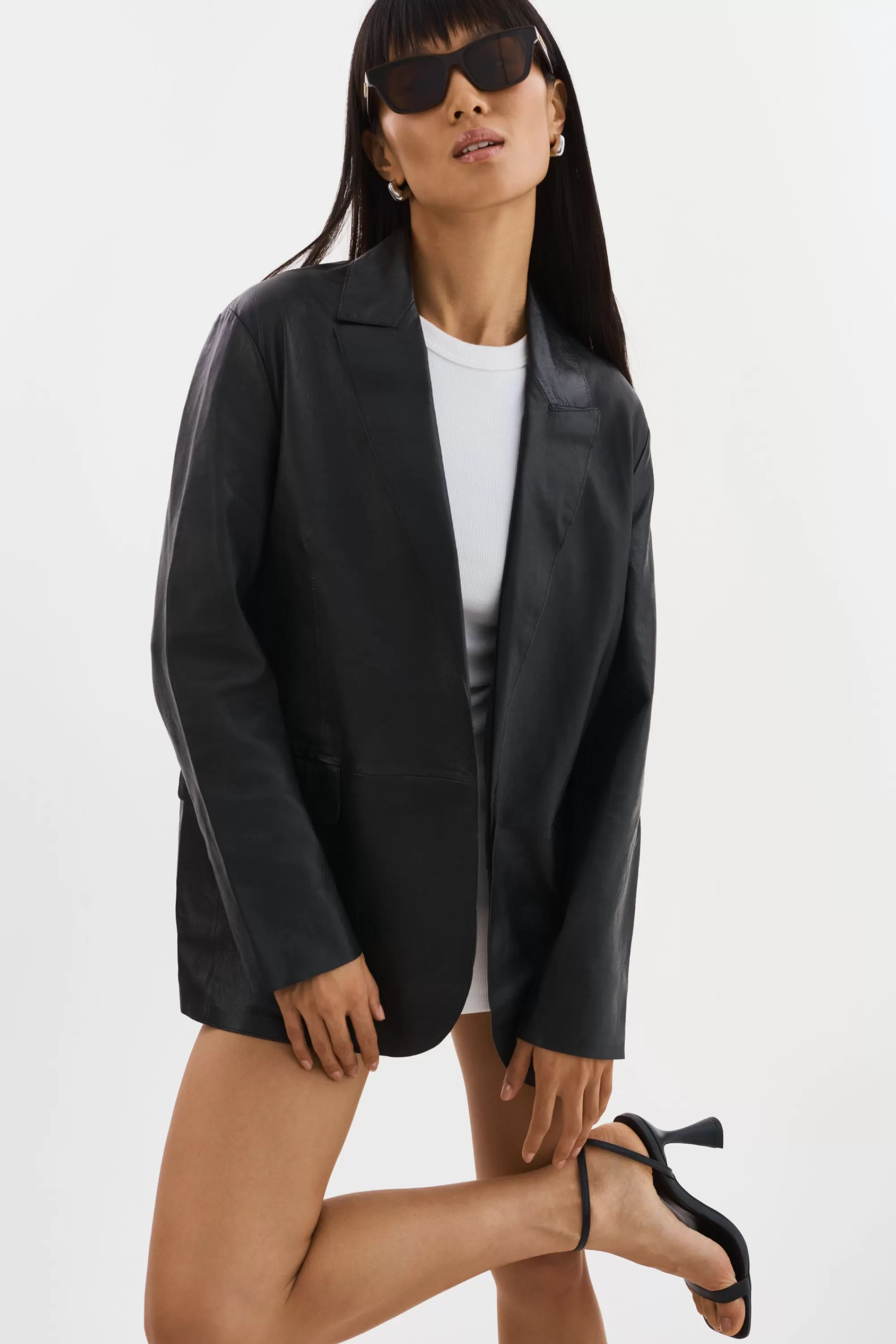 Shop LAMARQUE QUIRINA | Leather Blazer Black