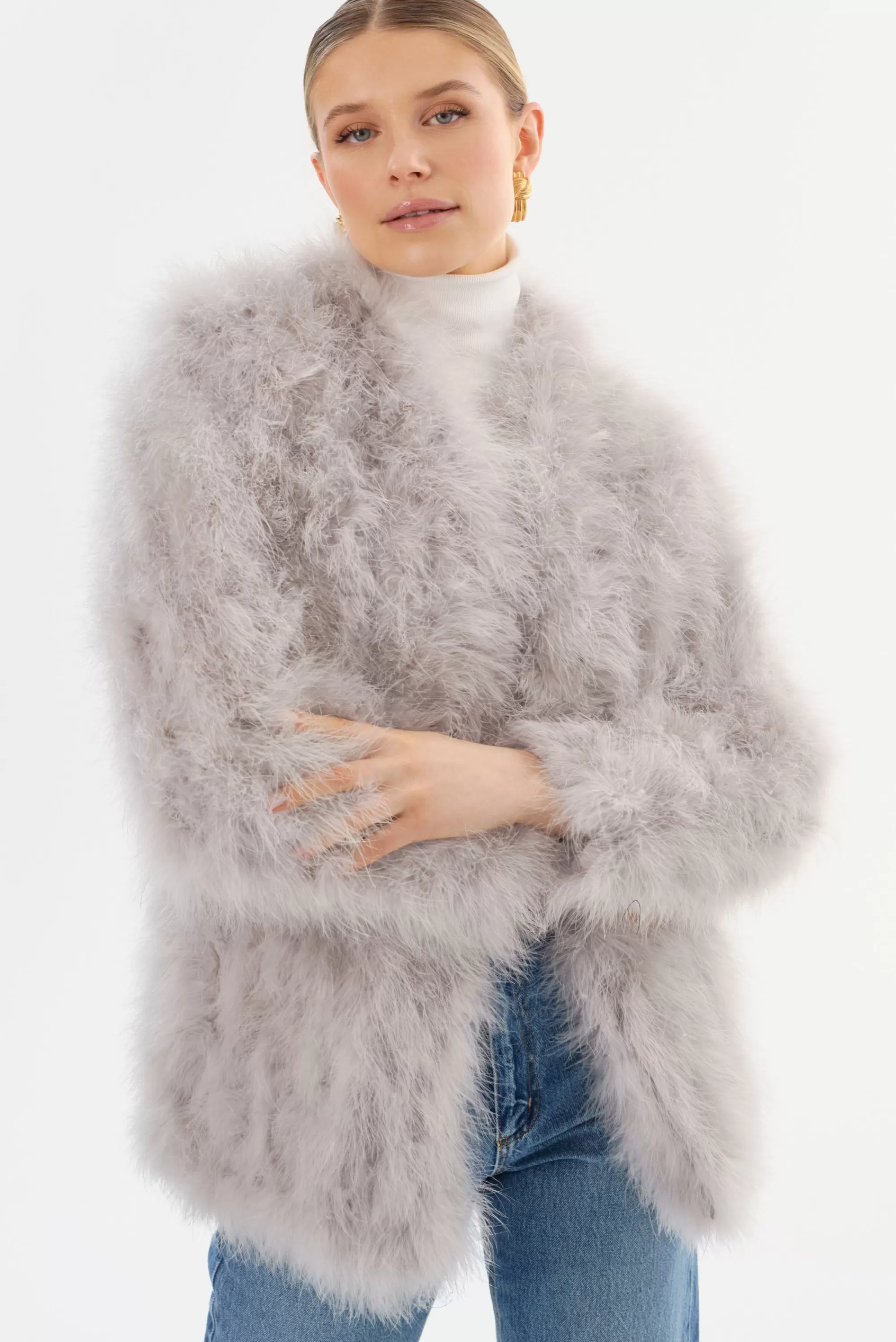 Sale LAMARQUE RABEA | Feather Coat Light Grey