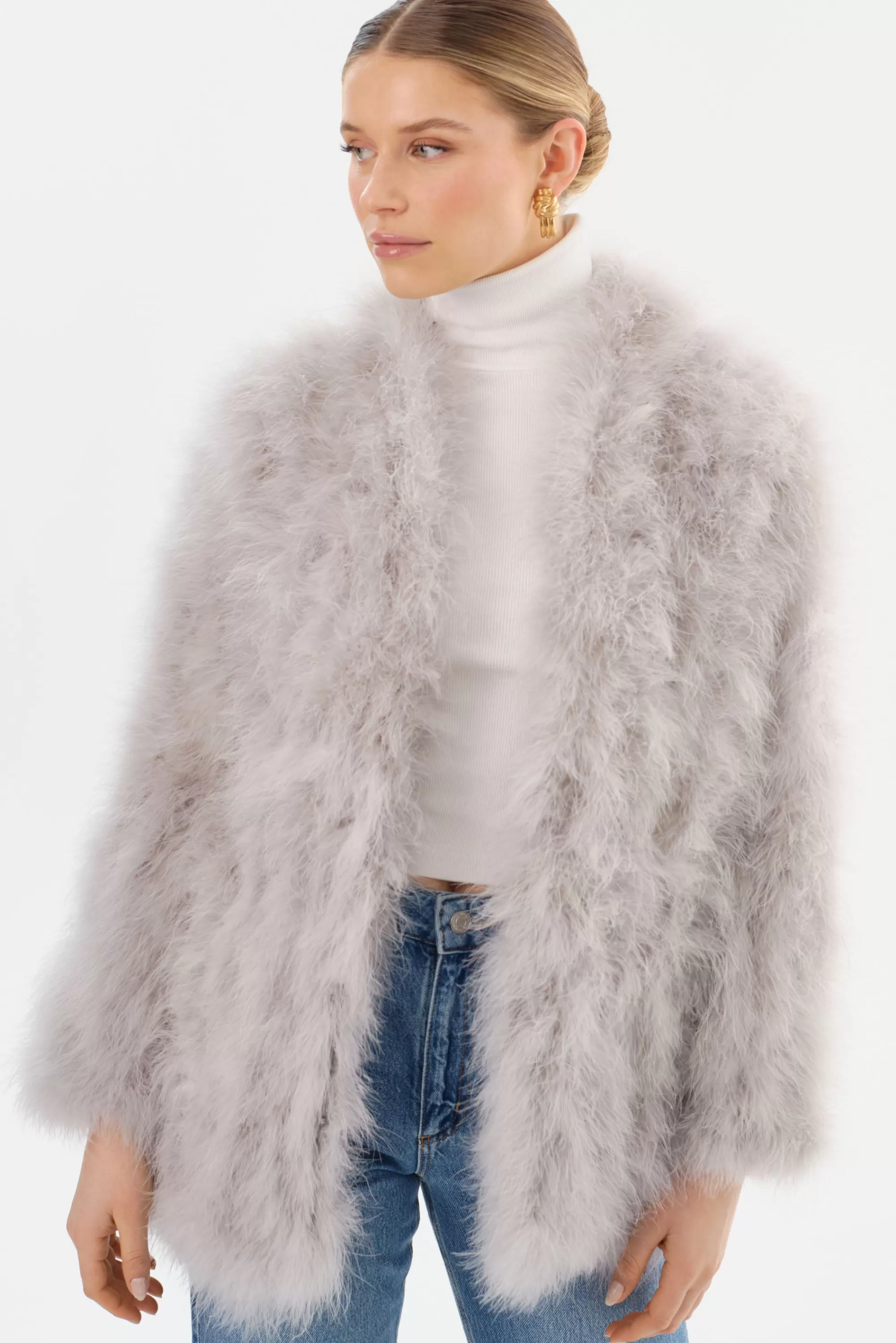 Sale LAMARQUE RABEA | Feather Coat Light Grey