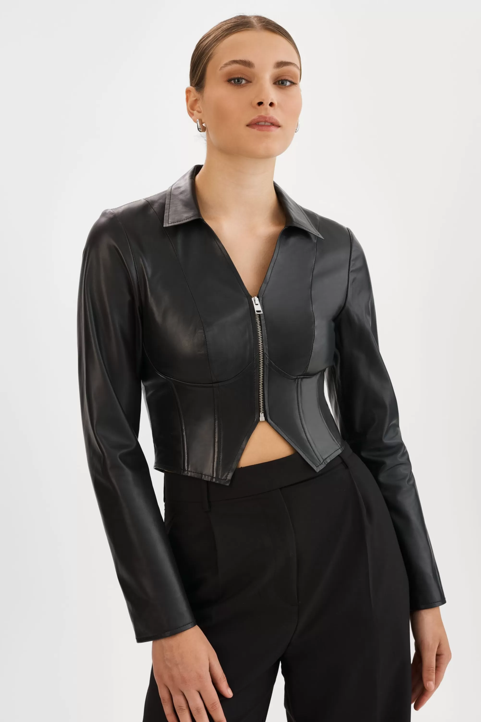 Discount LAMARQUE ROMI | Leather Corset Jacket Black