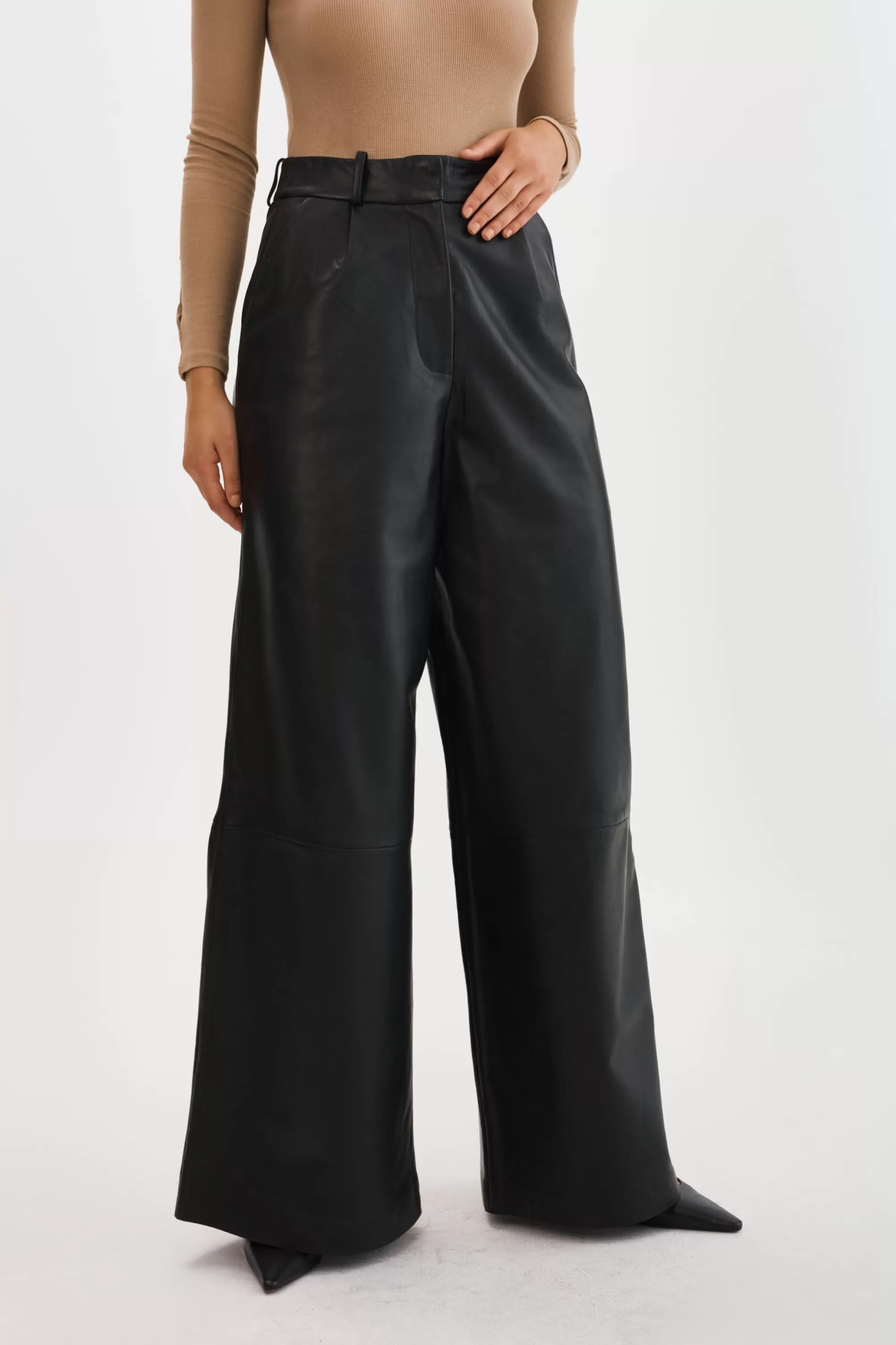 Store LAMARQUE ROSSA | Wide Leg Leather Trousers Black