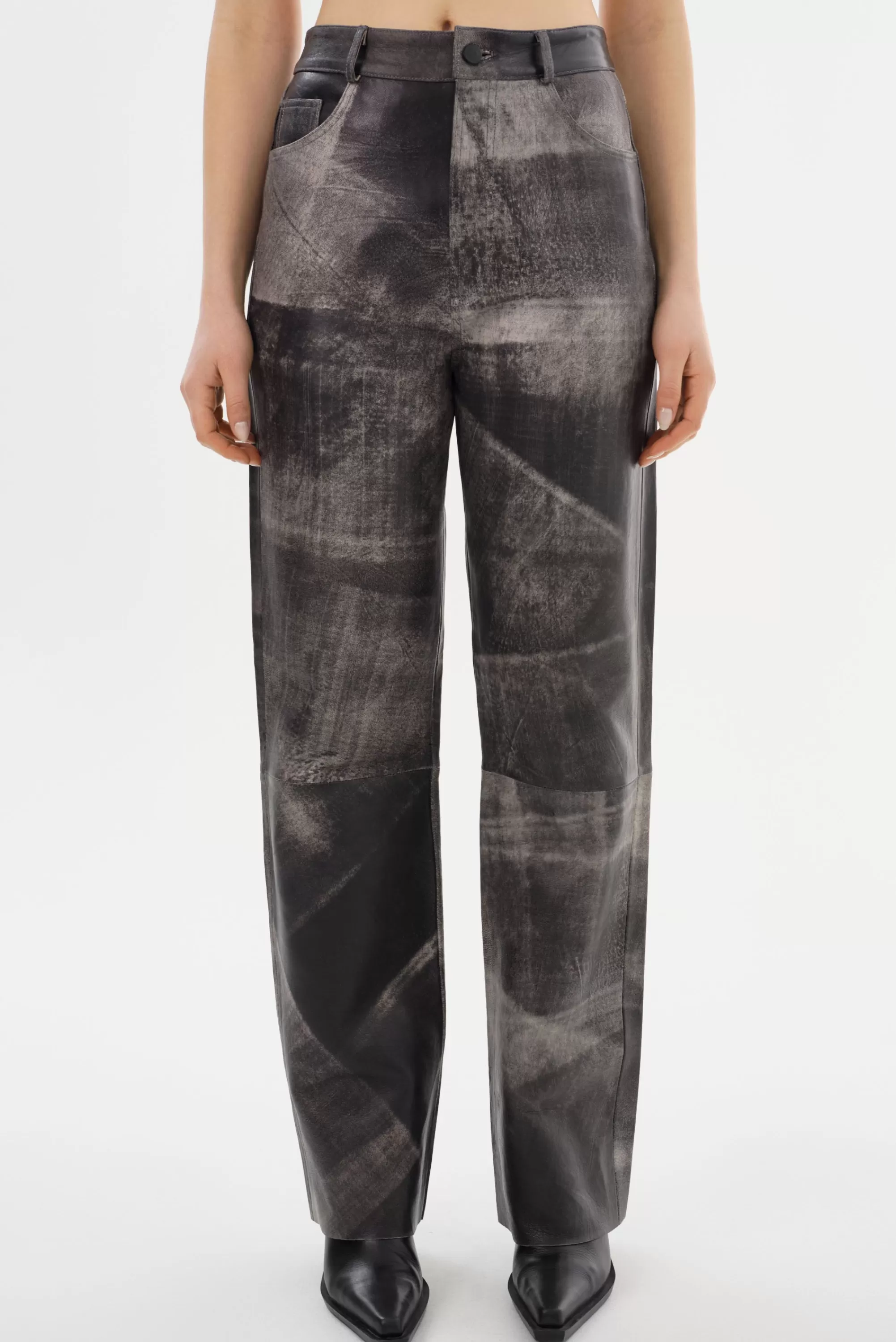 Clearance LAMARQUE SHANNON | Leather Pants Fossil Grey