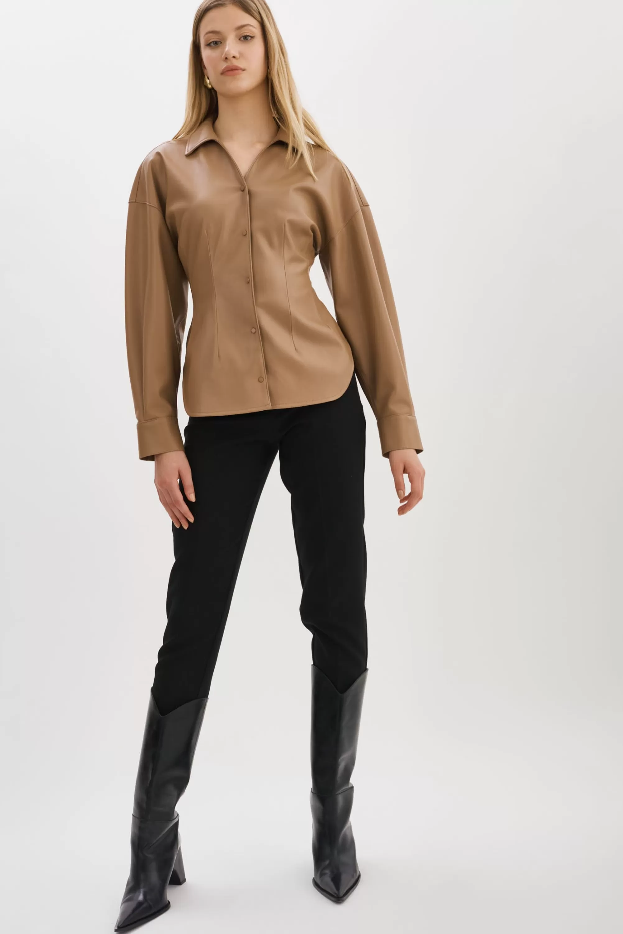 Fashion LAMARQUE SKYLAR | Faux Leather Shirt MOCHA