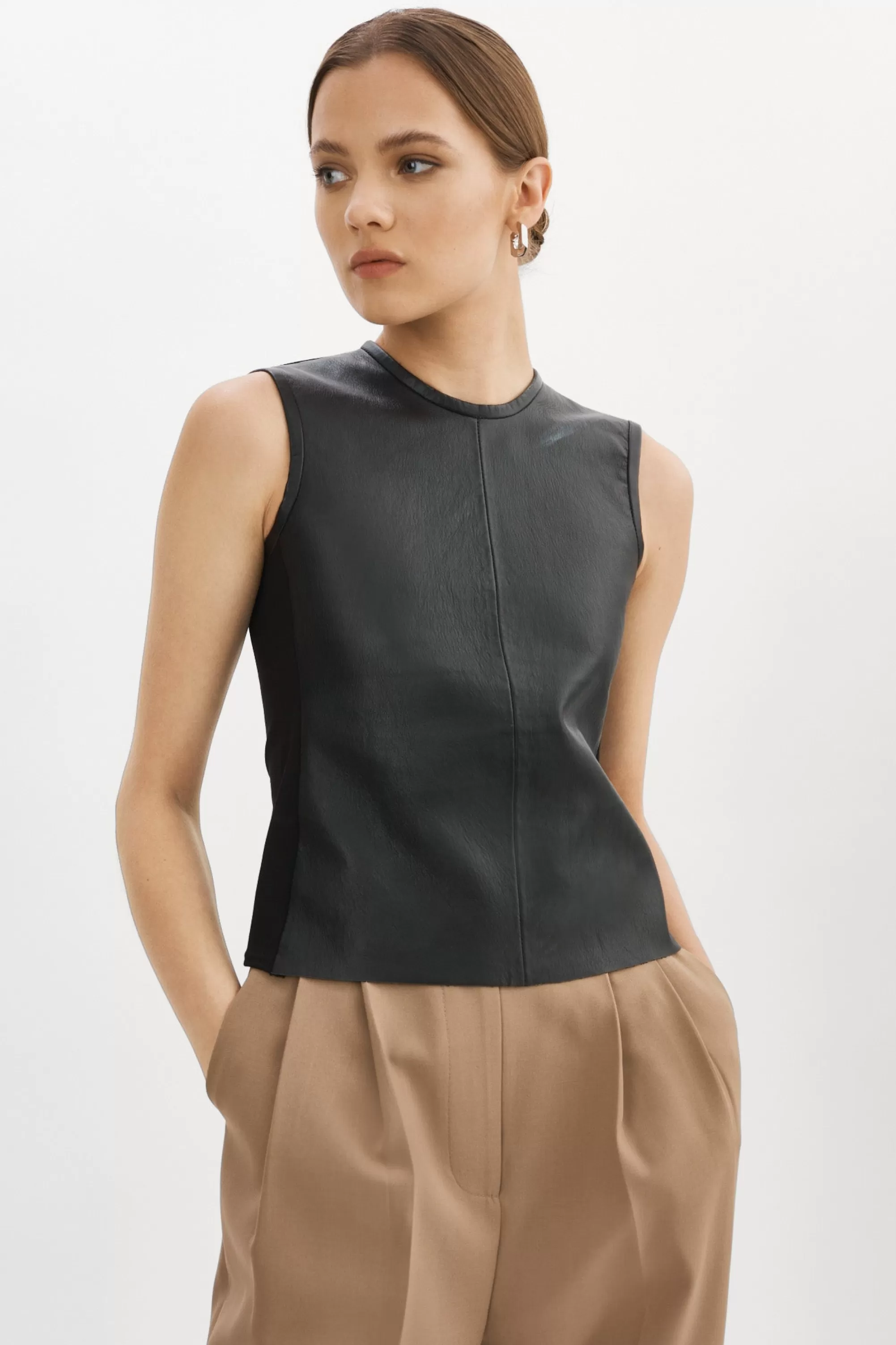 Cheap LAMARQUE SOFIA | Leather Shell Top Black