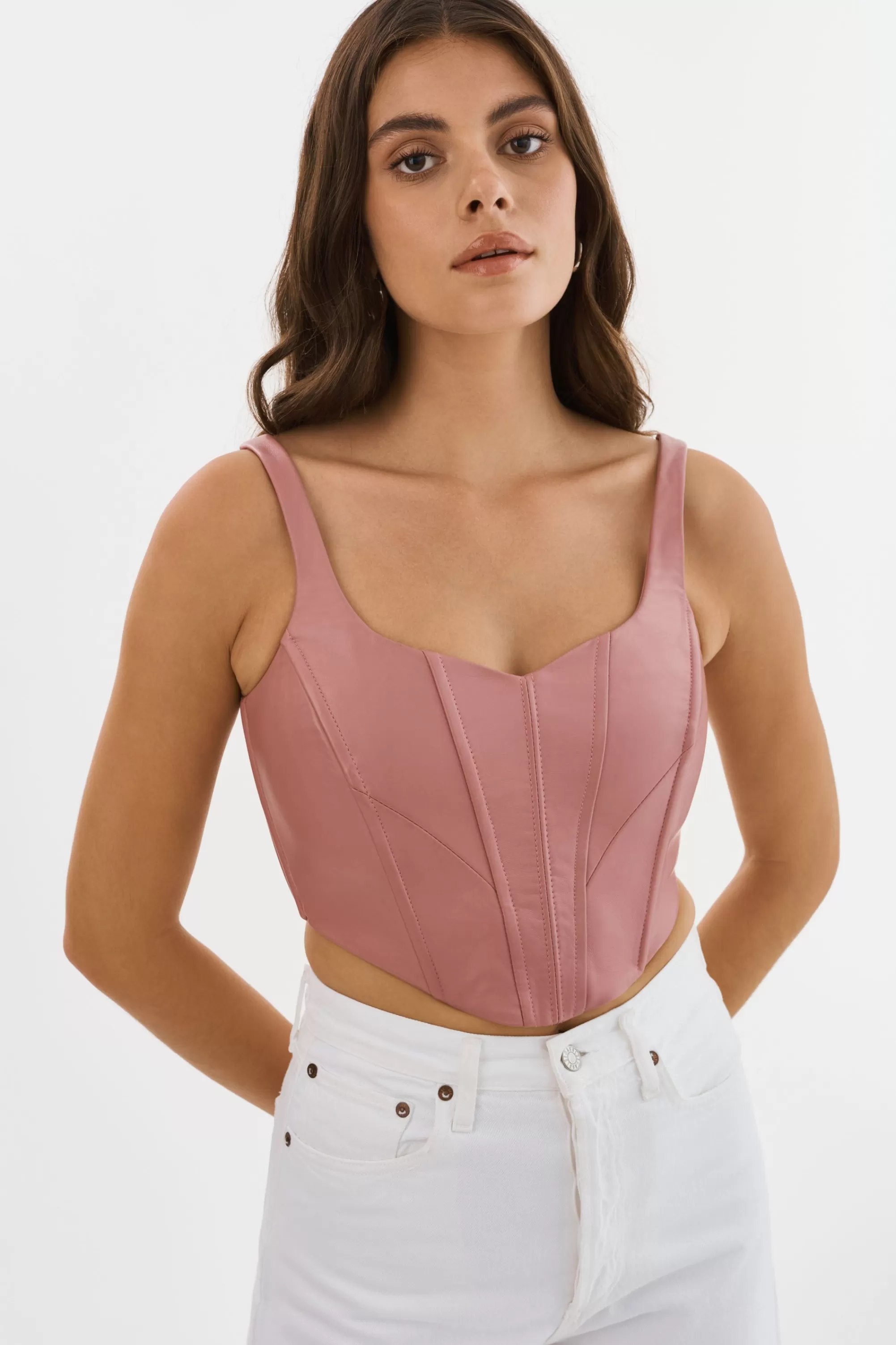 Discount LAMARQUE TABIA | Leather Corset Top MAUVE PINK