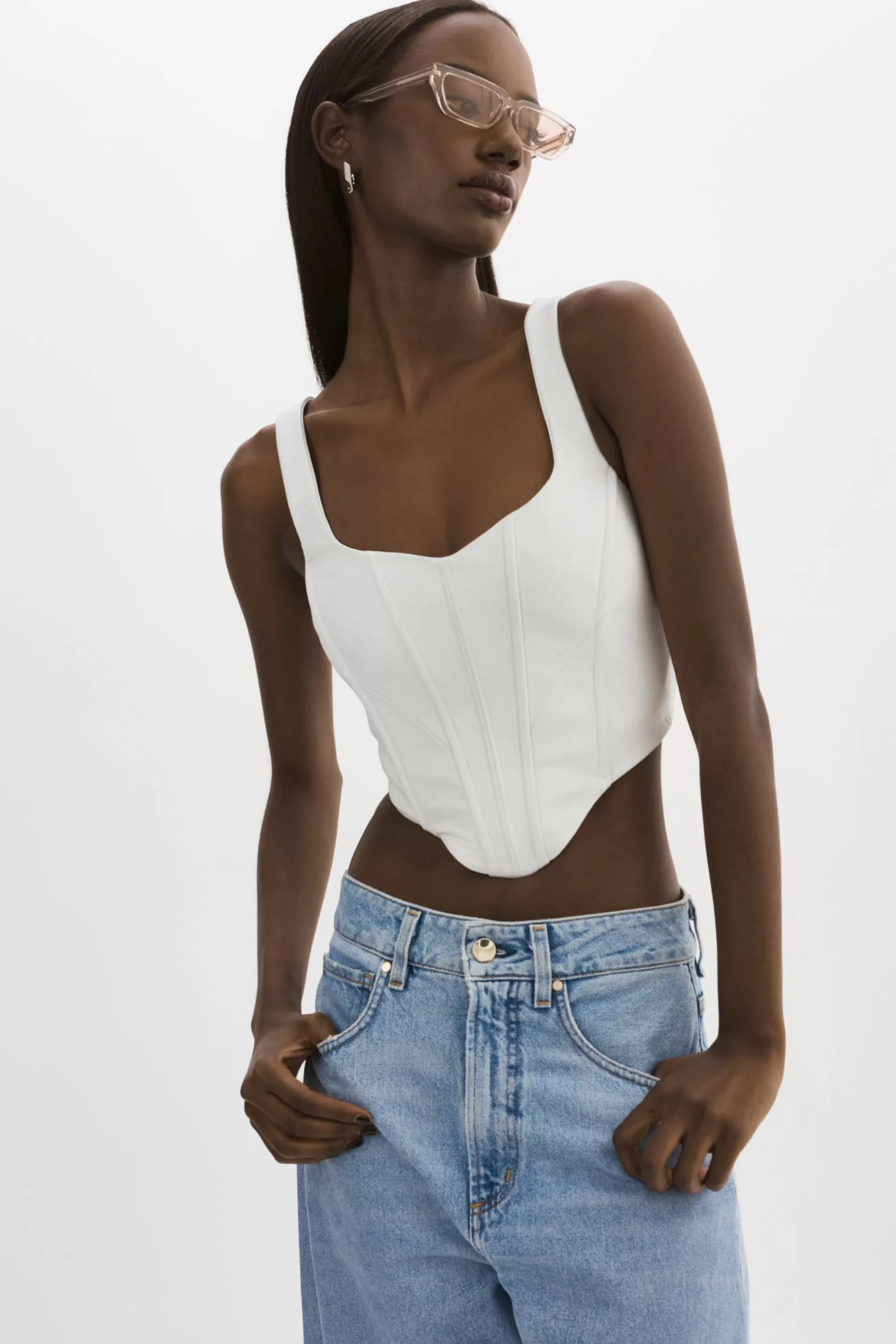 Online LAMARQUE TABIA | Leather Corset Top White