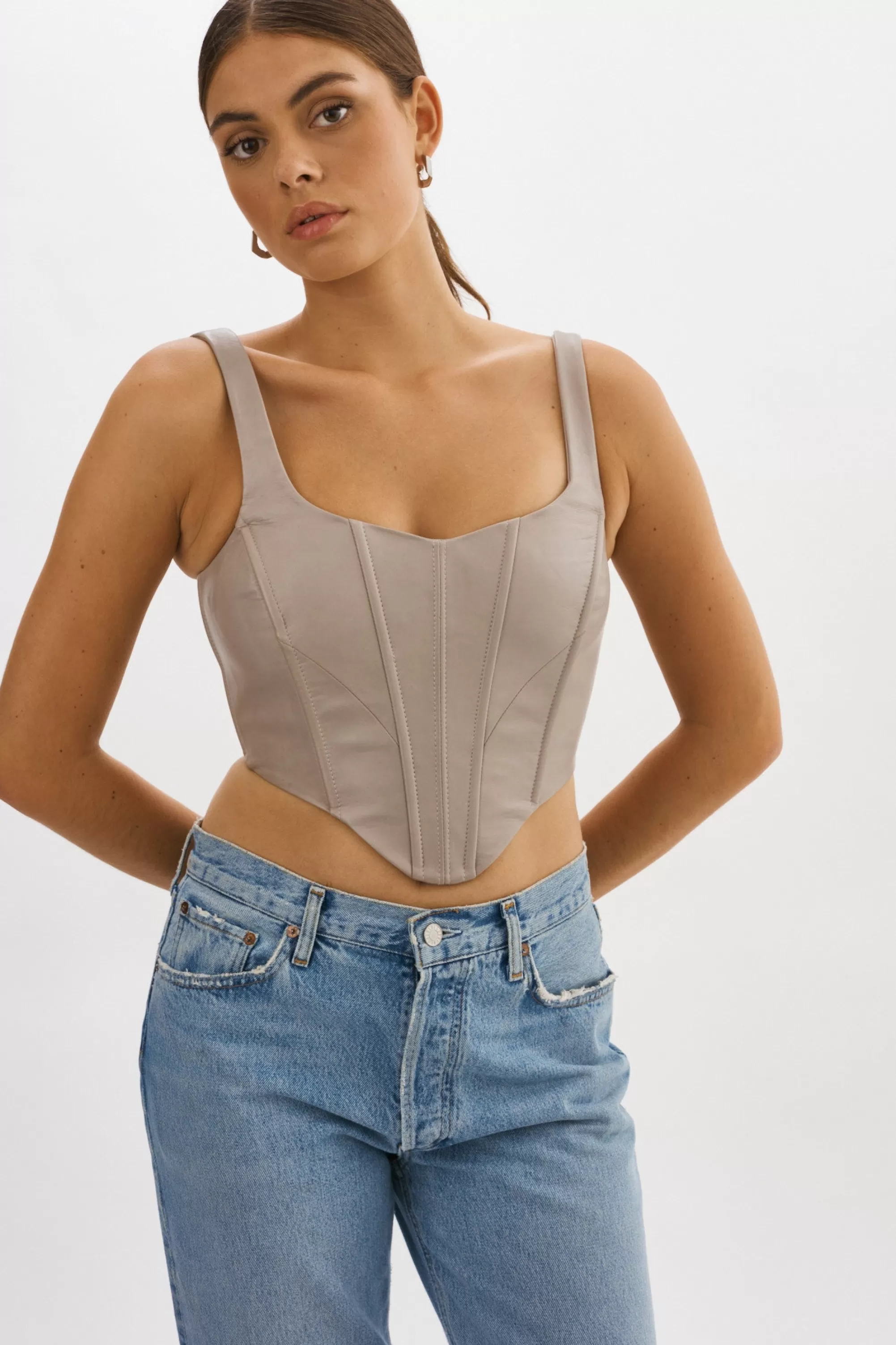 Cheap LAMARQUE TABIA | Leather Corset Top Stone 23