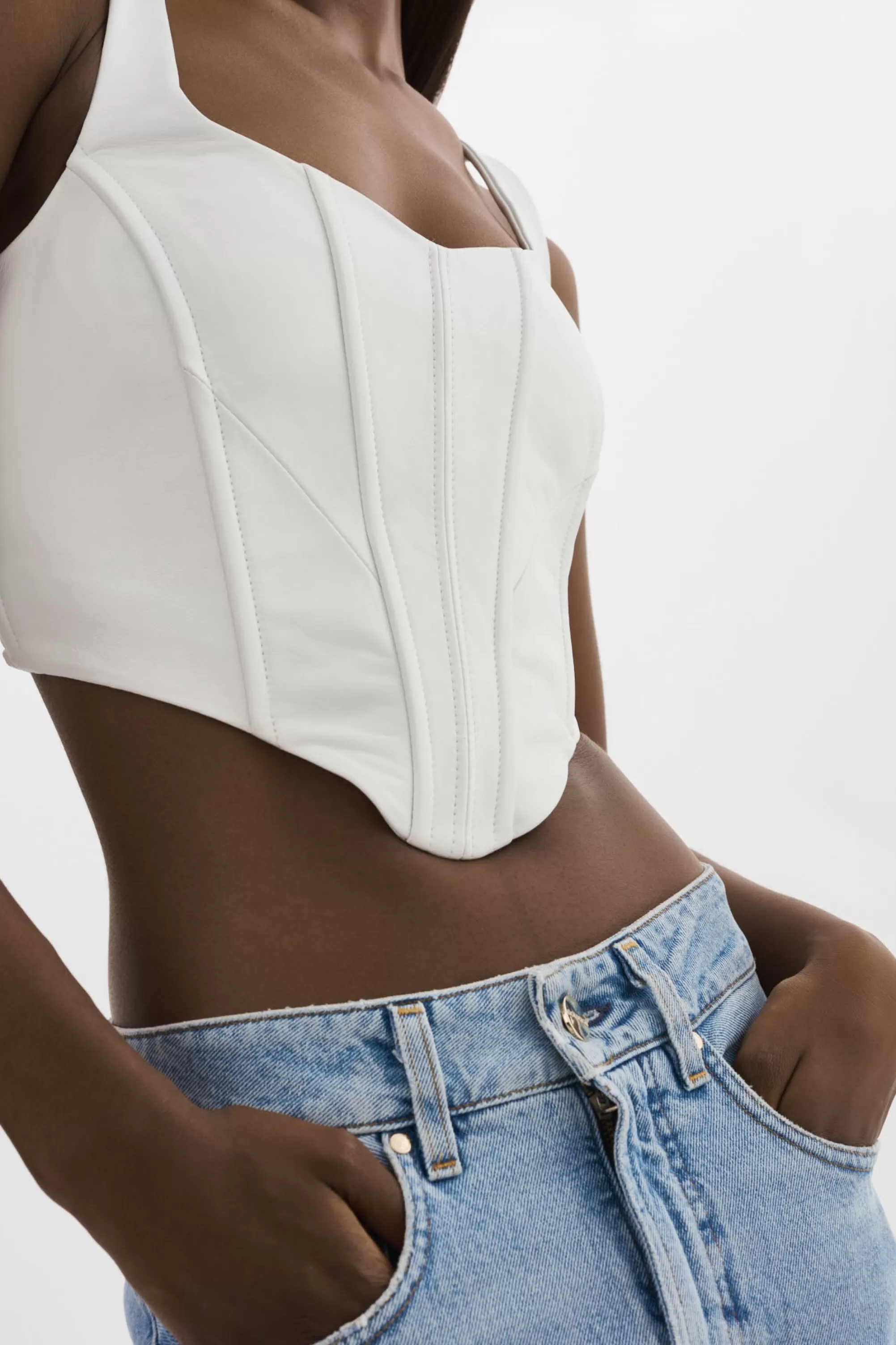 Online LAMARQUE TABIA | Leather Corset Top White