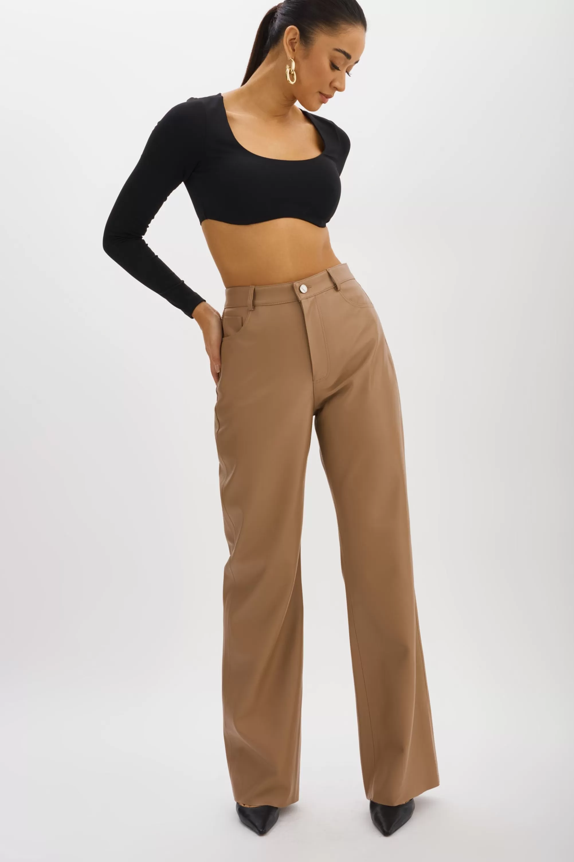 Best Sale LAMARQUE TAVI | Faux Leather Pants MOCHA