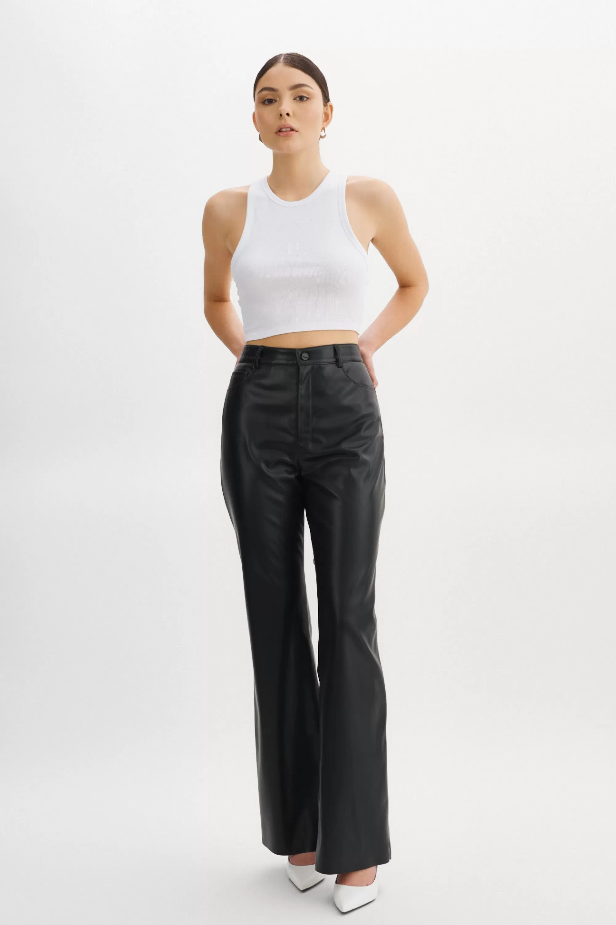 Discount LAMARQUE TAVI Faux Leather Pants Black