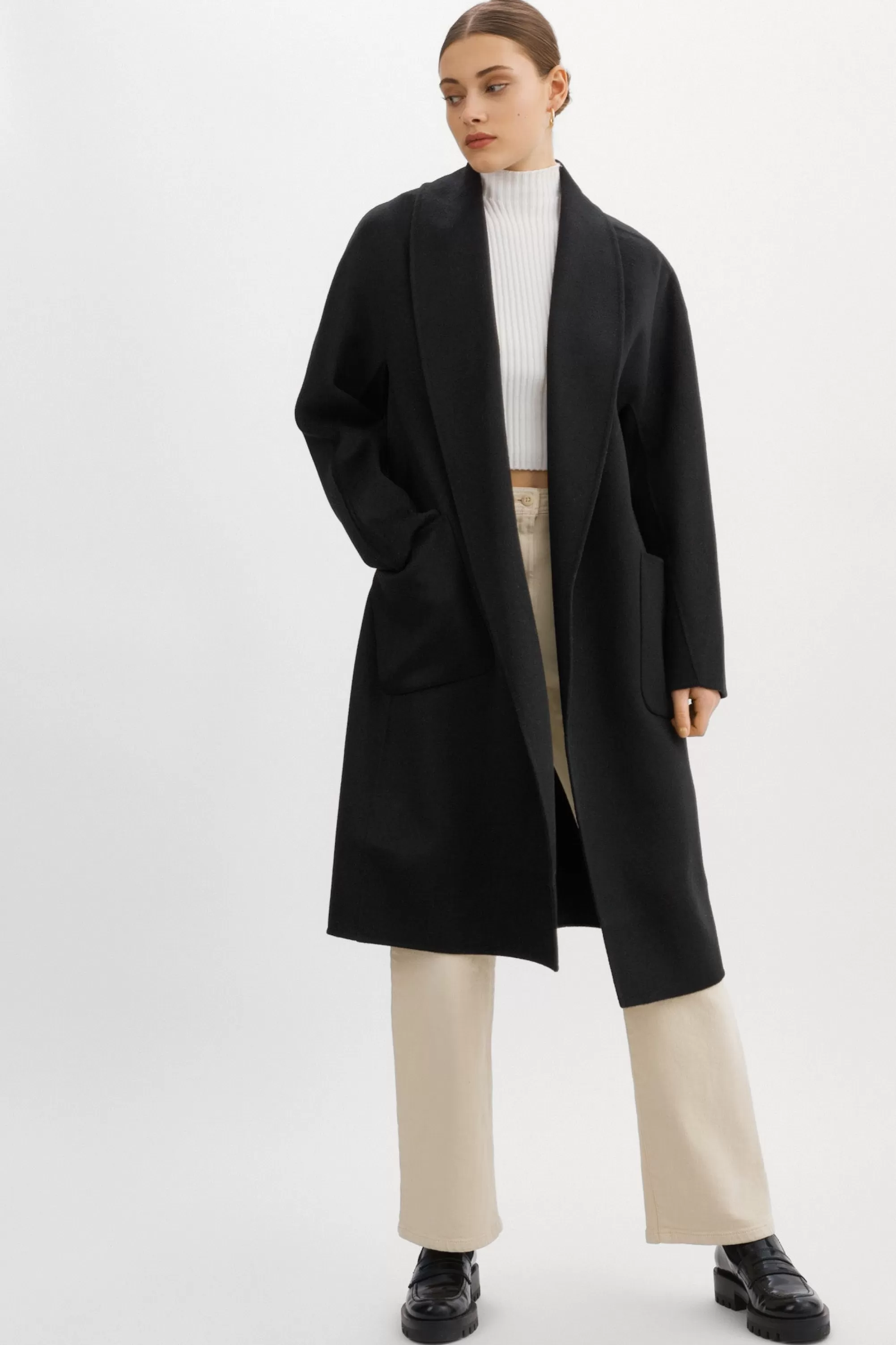 Cheap LAMARQUE THARA | Shawl Collar Wool Coat Black