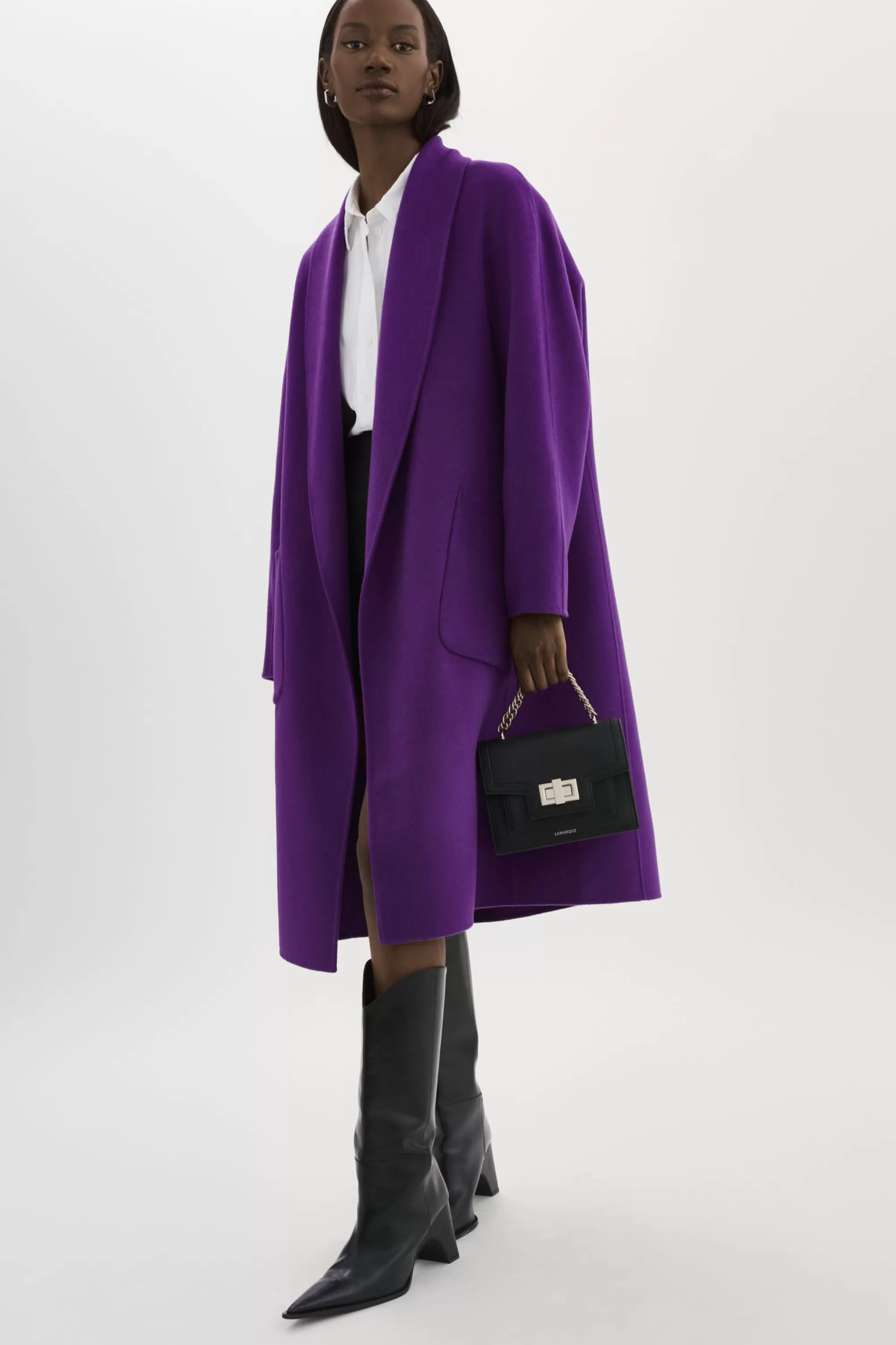 Discount LAMARQUE THARA | Shawl Collar Wool Coat VIOLET