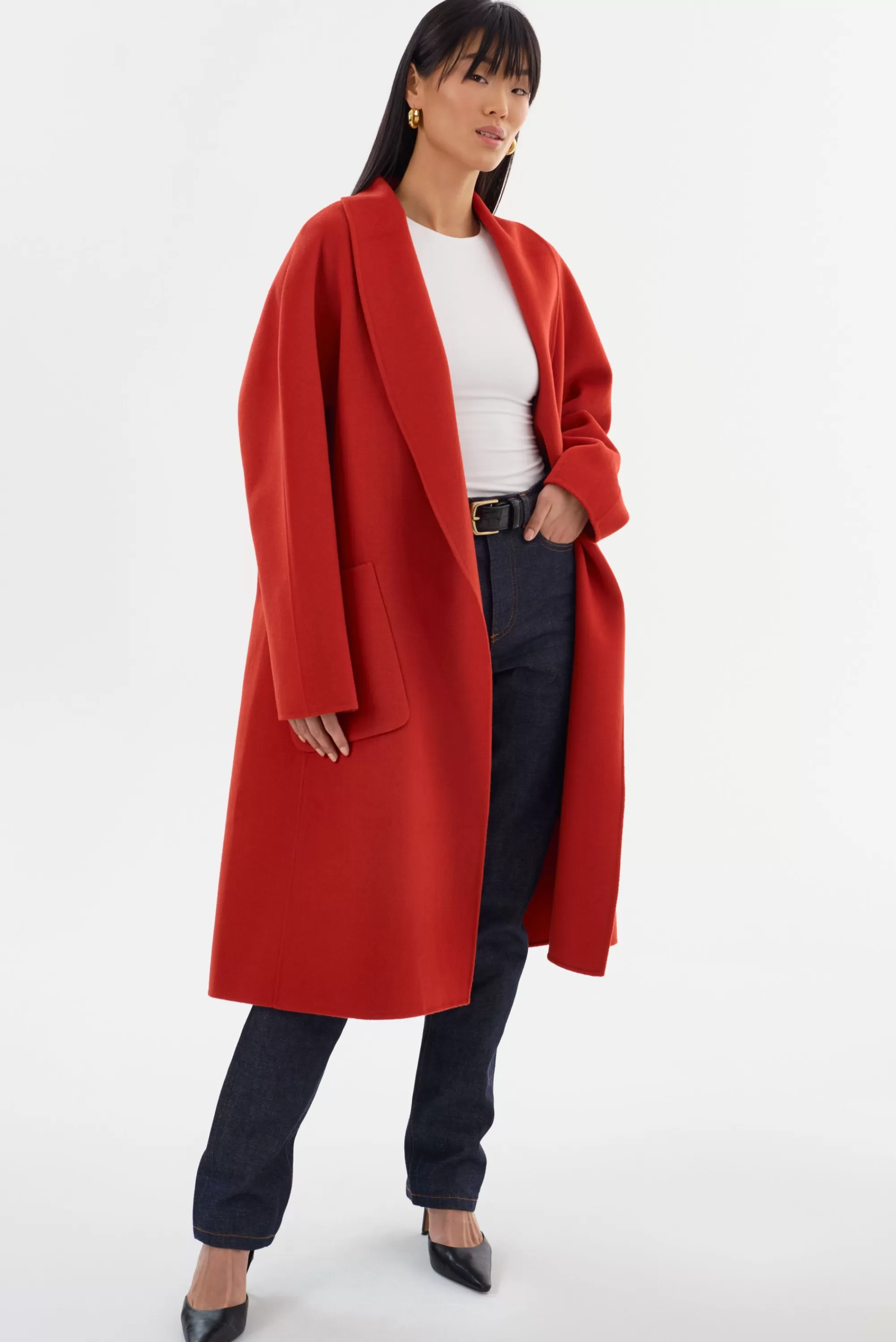 Best Sale LAMARQUE THARA | Shawl Collar Wool Coat Crimson