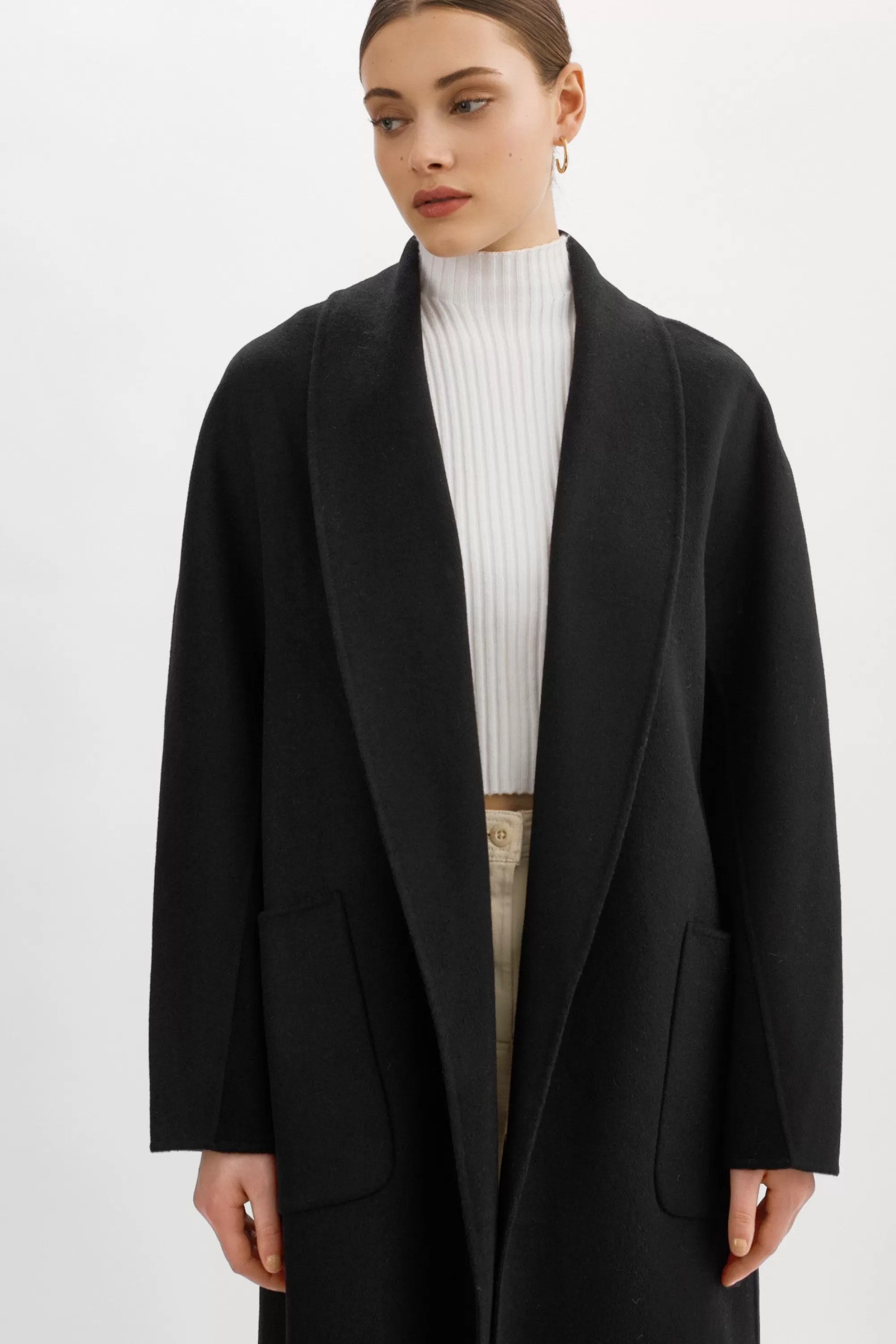 Cheap LAMARQUE THARA | Shawl Collar Wool Coat Black