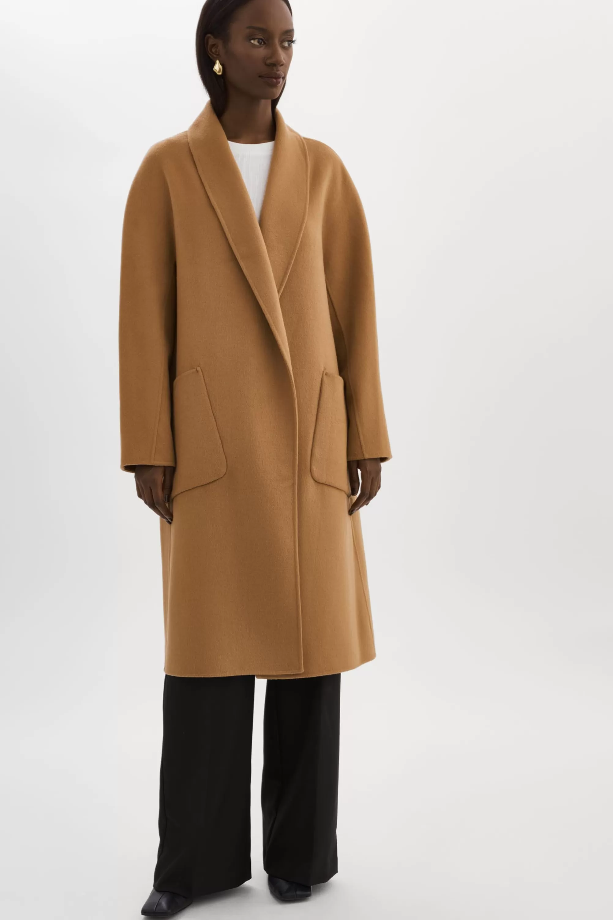 Sale LAMARQUE THARA | Shawl Collar Wool Coat Camel