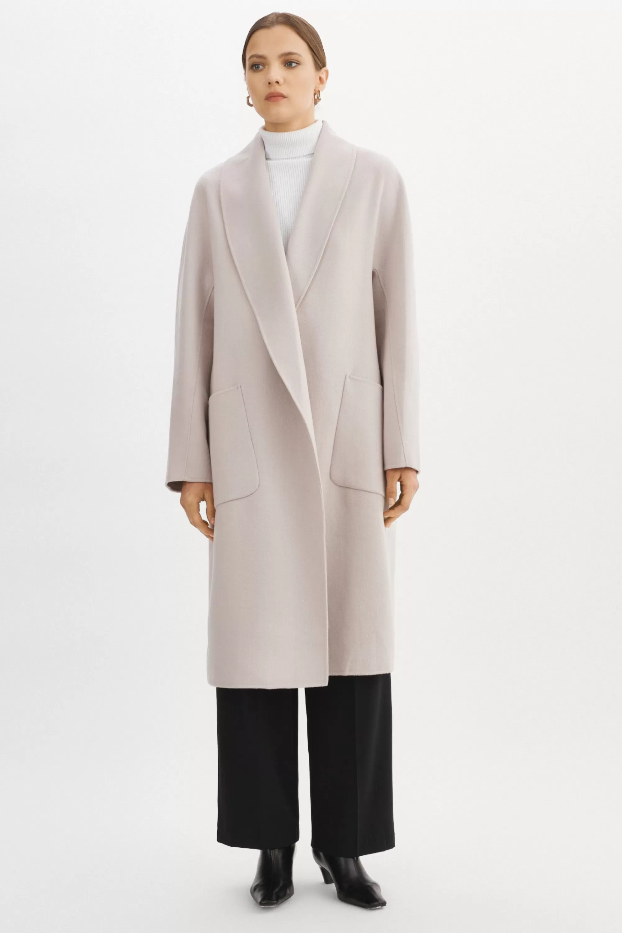 Store LAMARQUE THARA | Shawl Collar Wool Coat Feather Grey