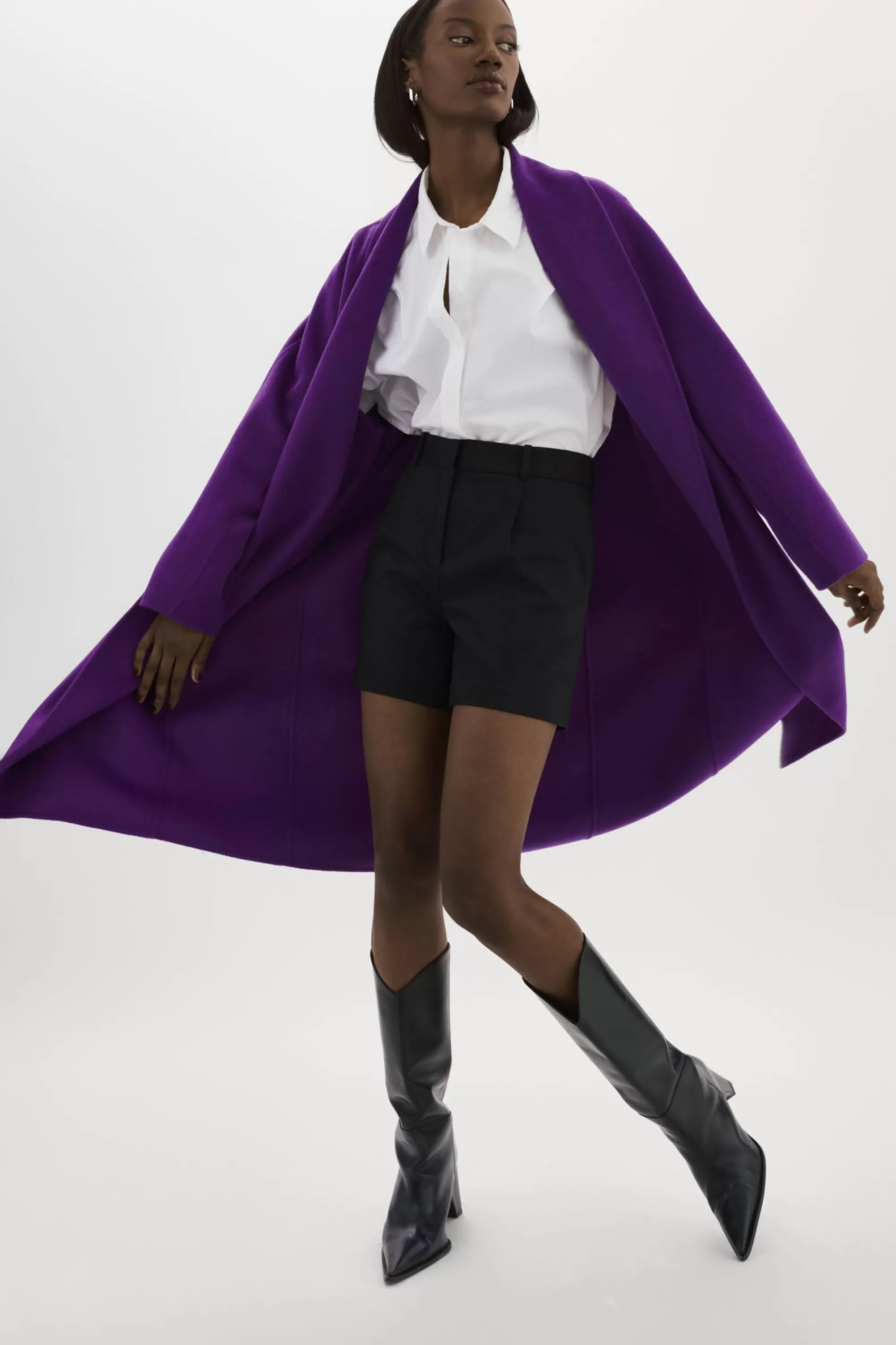 Discount LAMARQUE THARA | Shawl Collar Wool Coat VIOLET