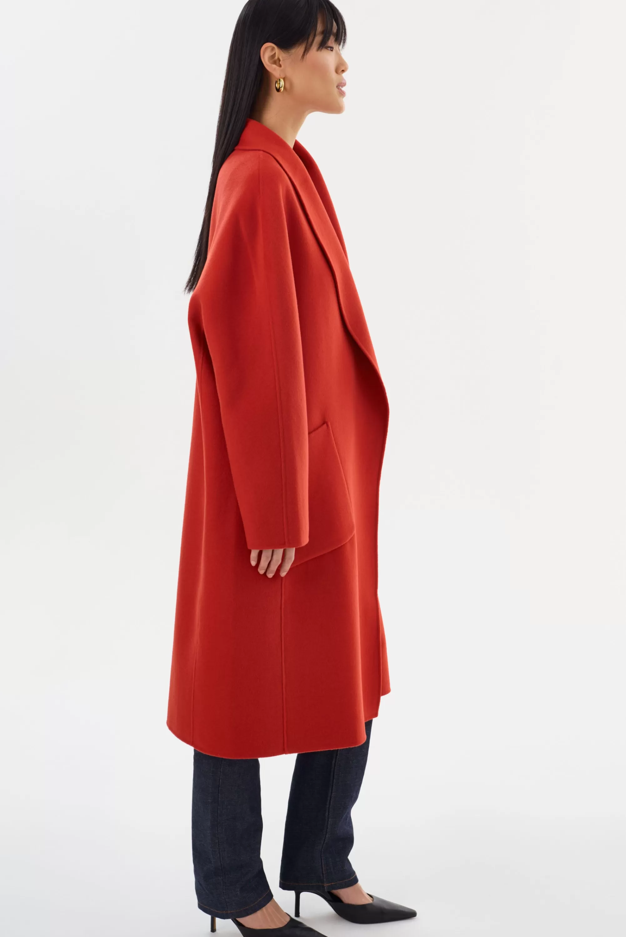 Best Sale LAMARQUE THARA | Shawl Collar Wool Coat Crimson