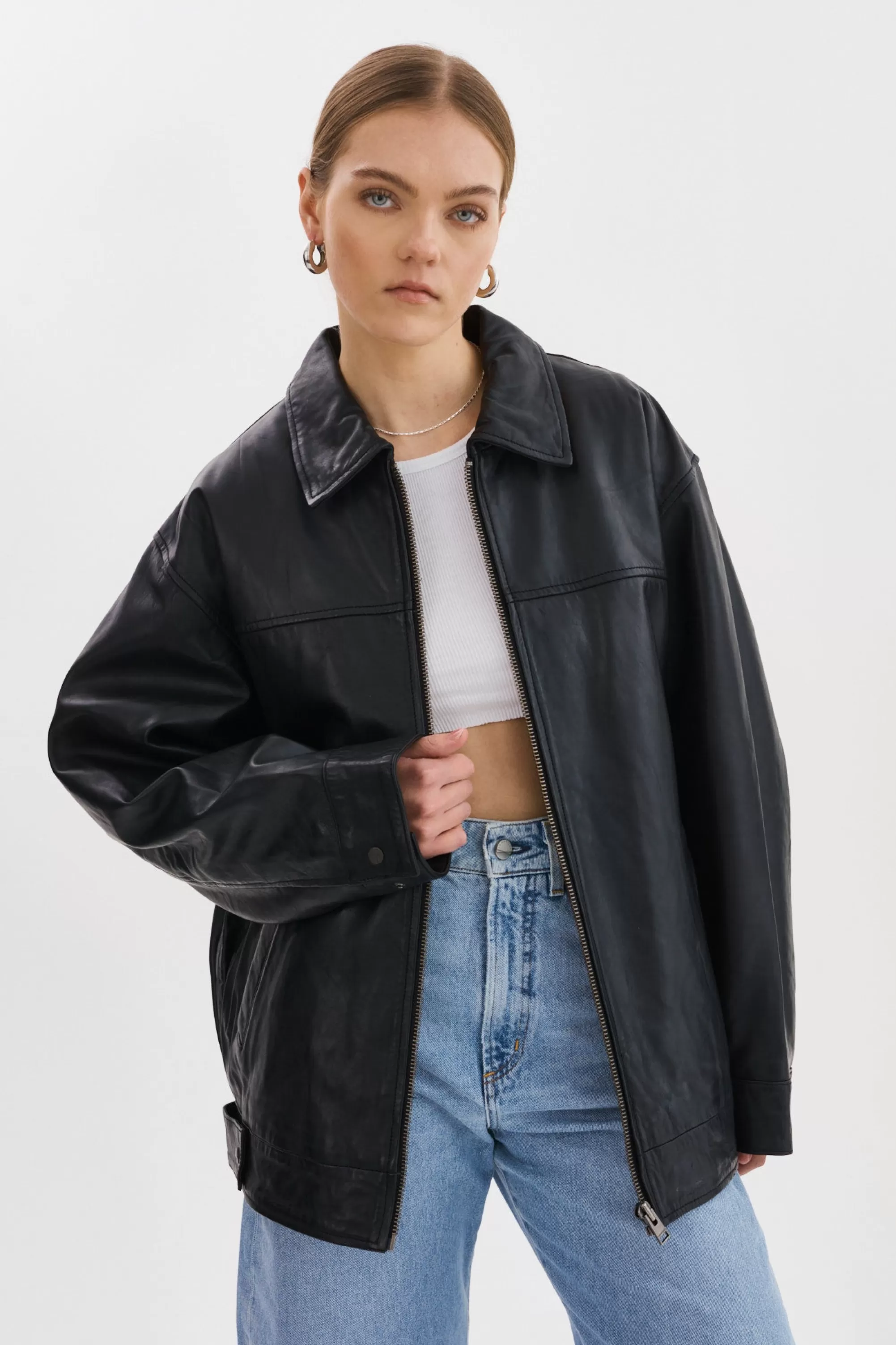 Sale LAMARQUE THEIA | Leather Bomber Jacket Black