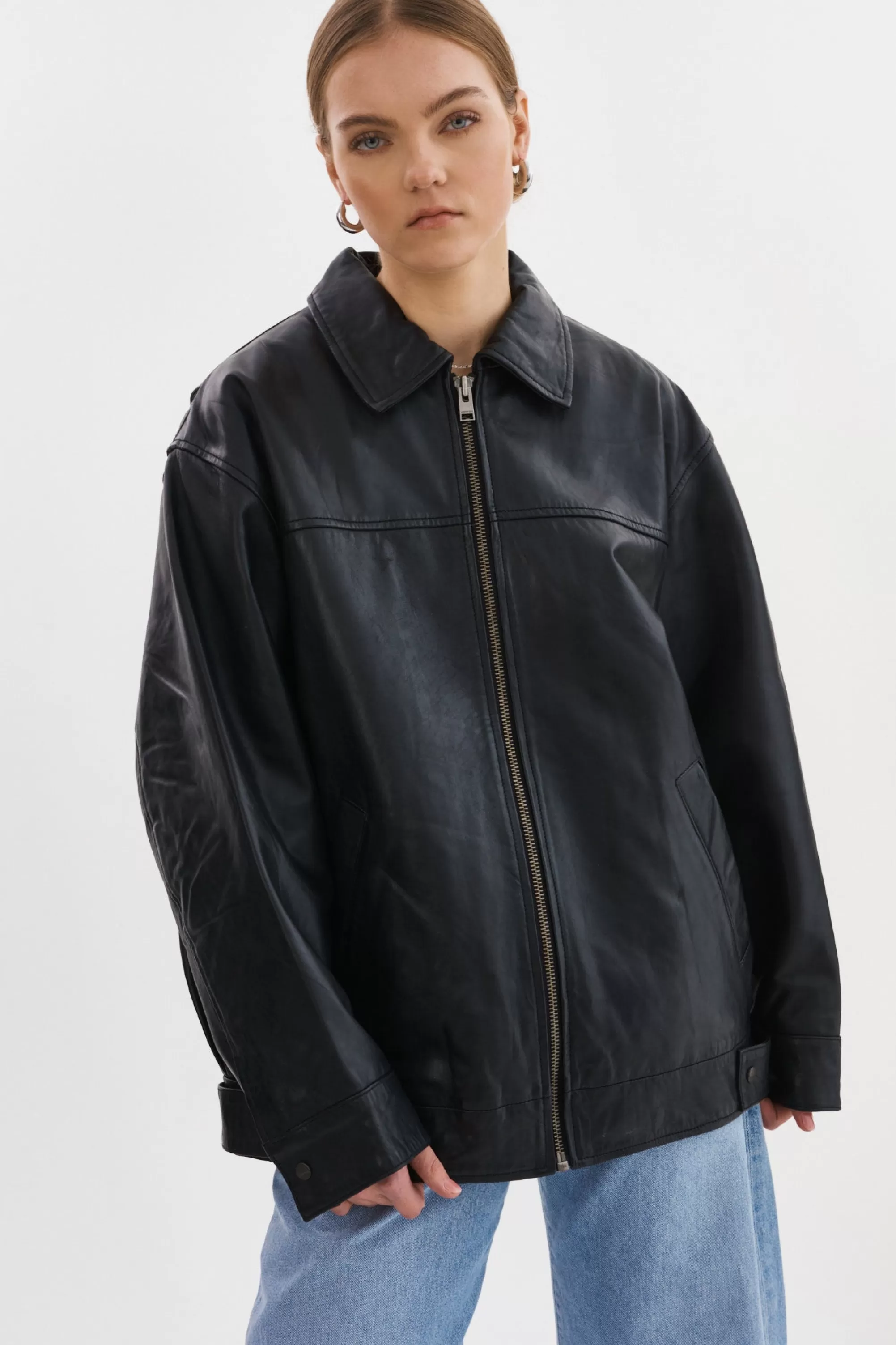 Sale LAMARQUE THEIA | Leather Bomber Jacket Black