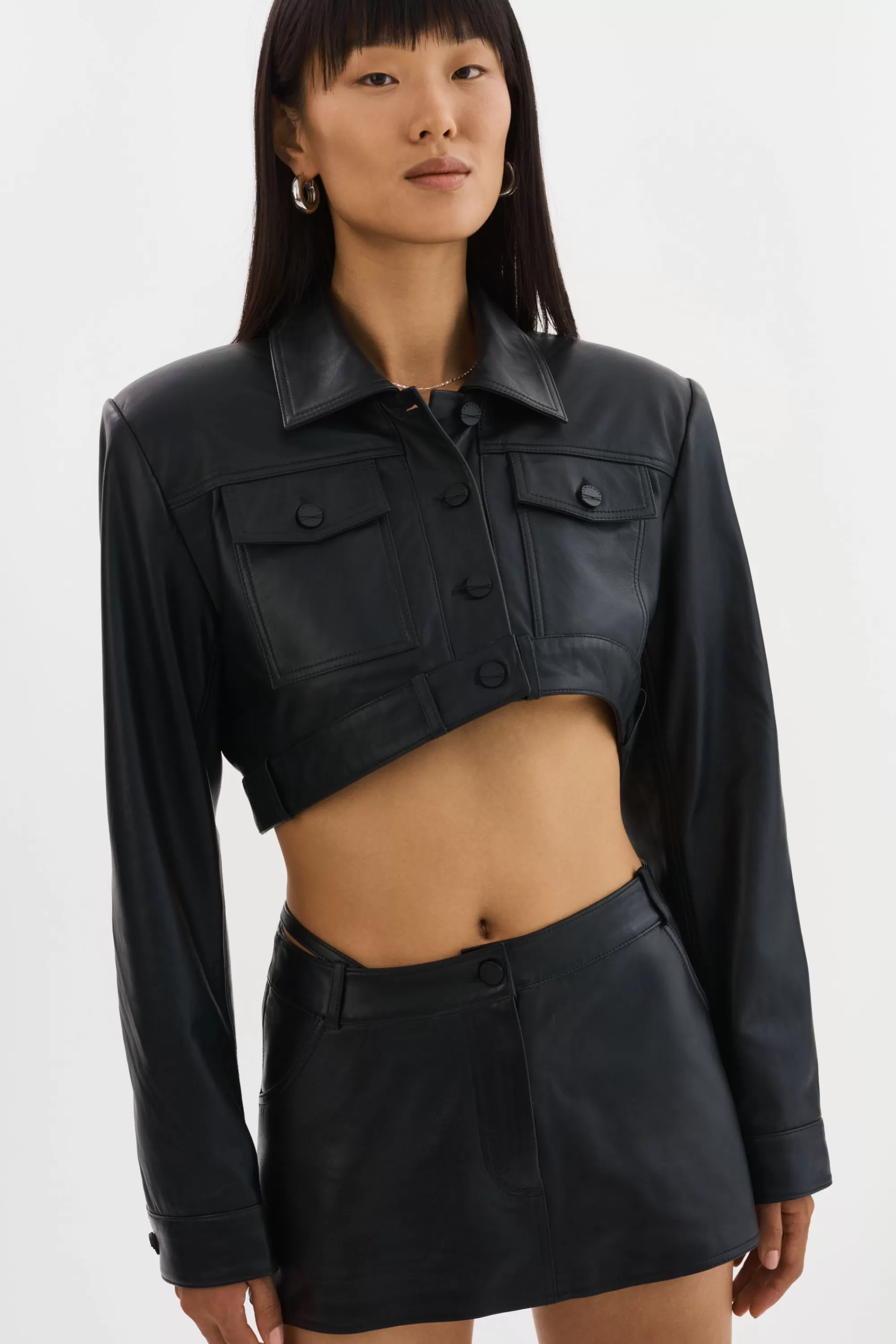 Shop LAMARQUE XANDY | Cropped Leather Jacket Black