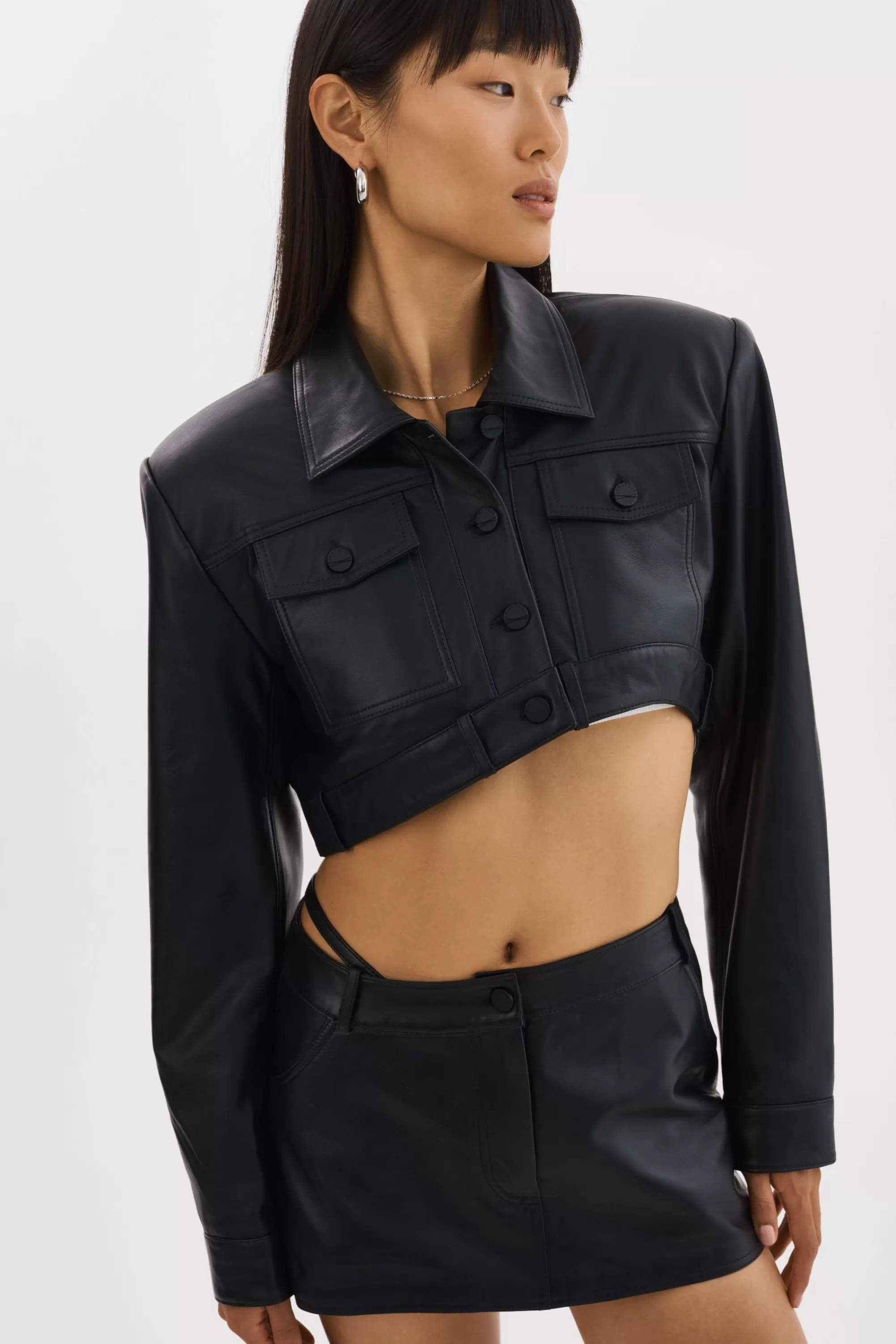 Shop LAMARQUE XANDY | Cropped Leather Jacket Black