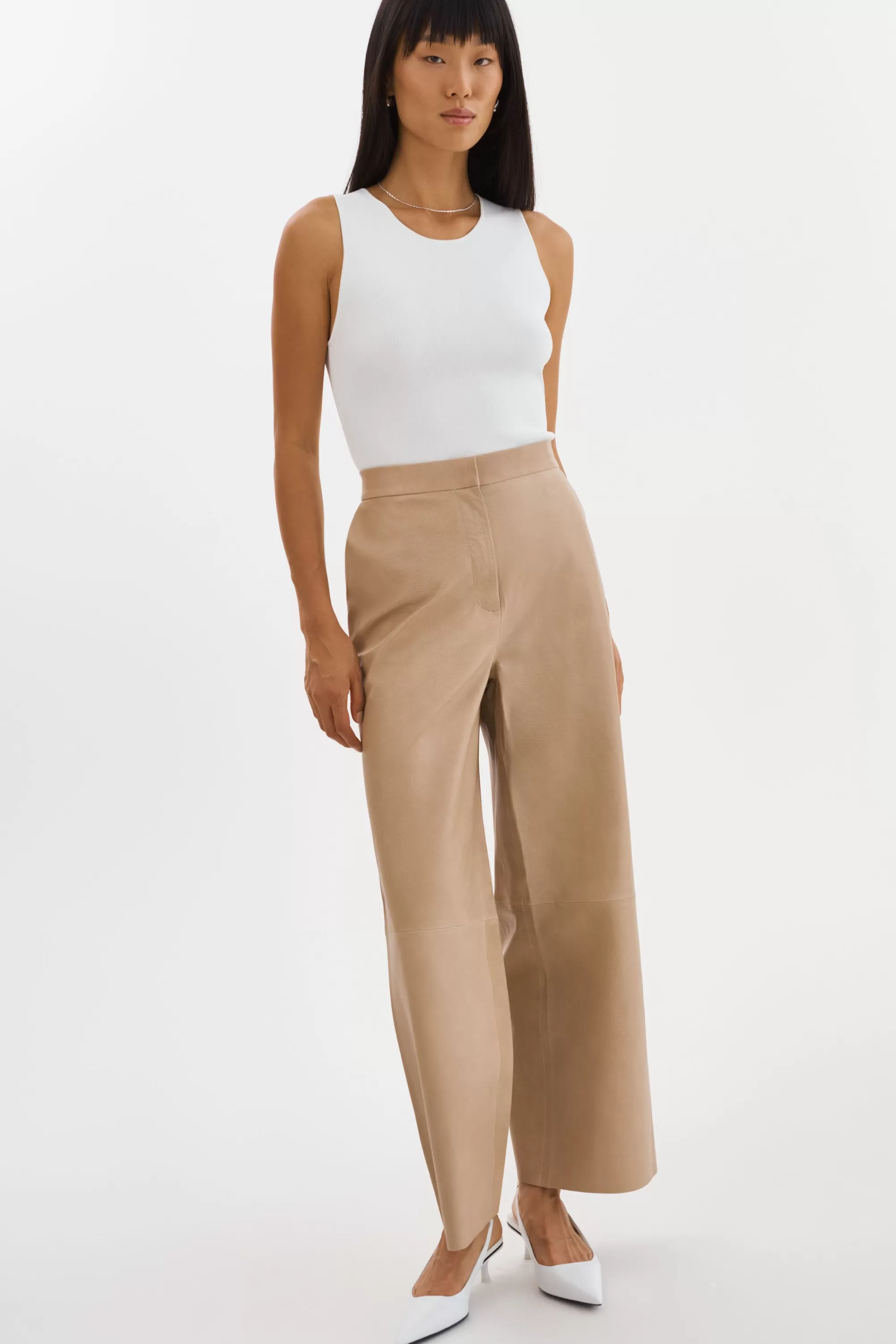 Shop LAMARQUE YAREN | Leather Pants Beige