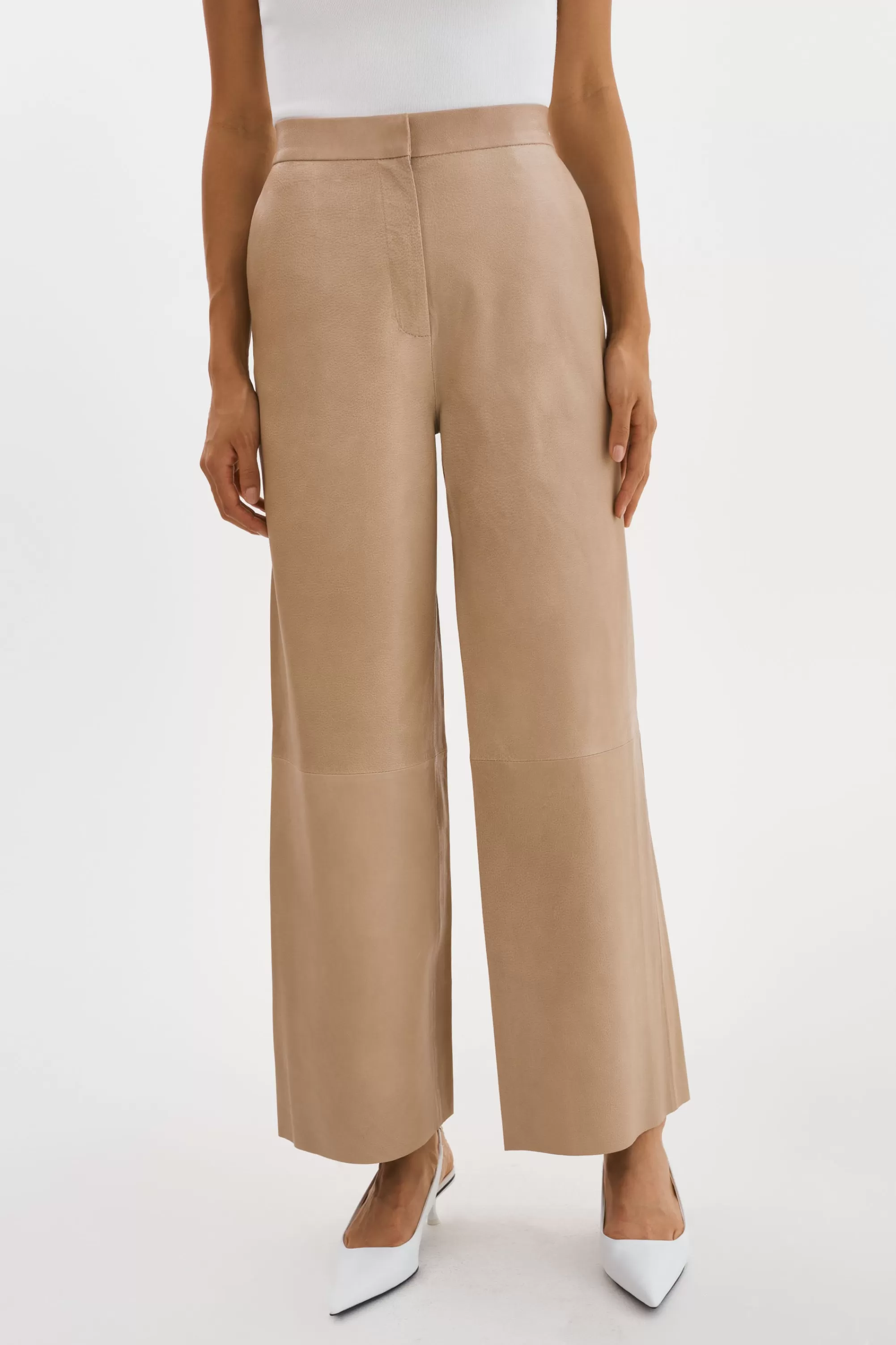 Shop LAMARQUE YAREN | Leather Pants Beige