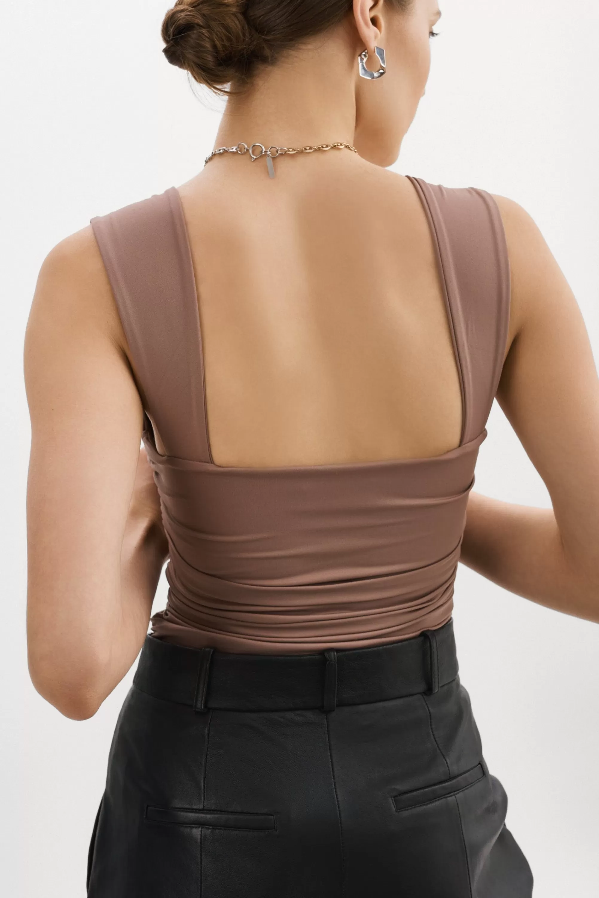 New LAMARQUE ZEELA | Ruched Cutout Cami Shiitake