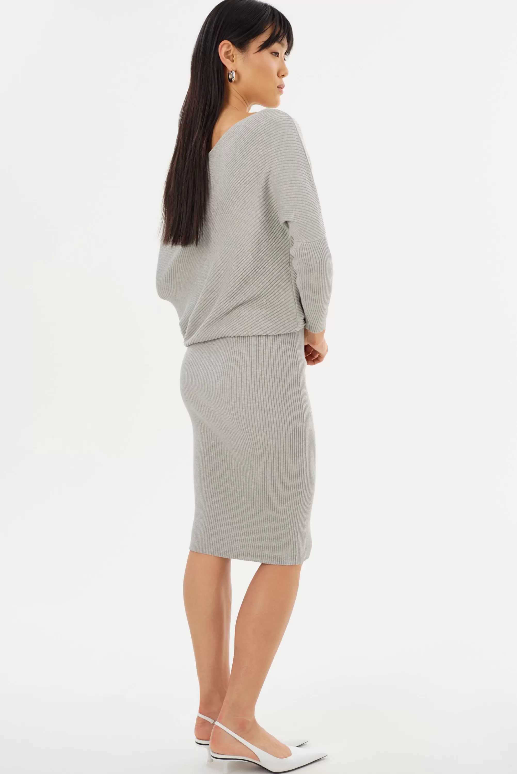 Hot LAMARQUE ZENOBIA | Knit Midi Dress Light Heather Grey